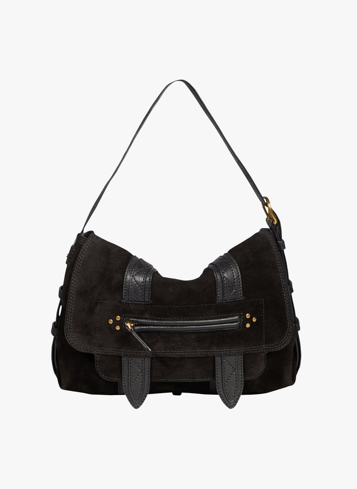 Black suede top messenger bag
