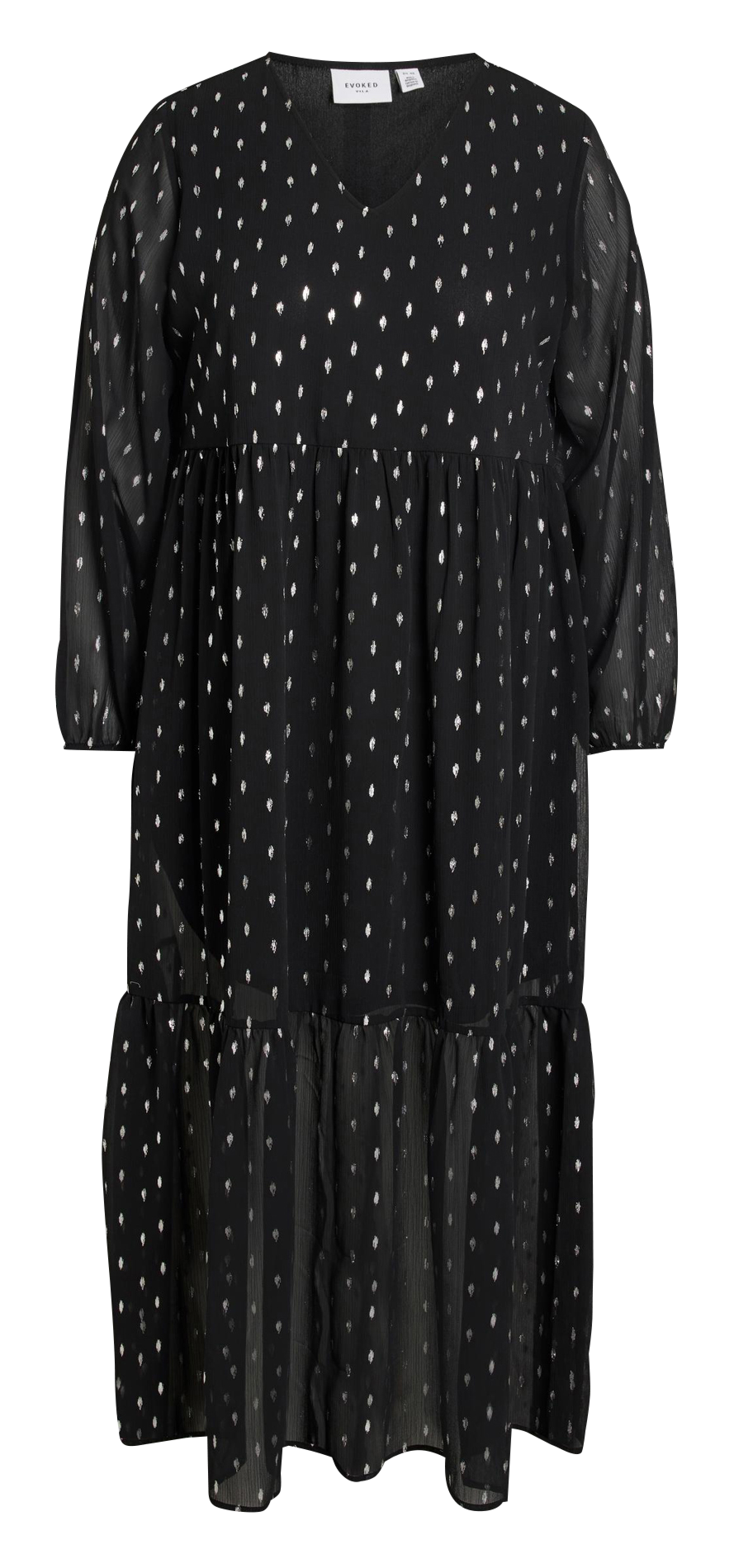 Robe longue ample col V EVOKED Noir