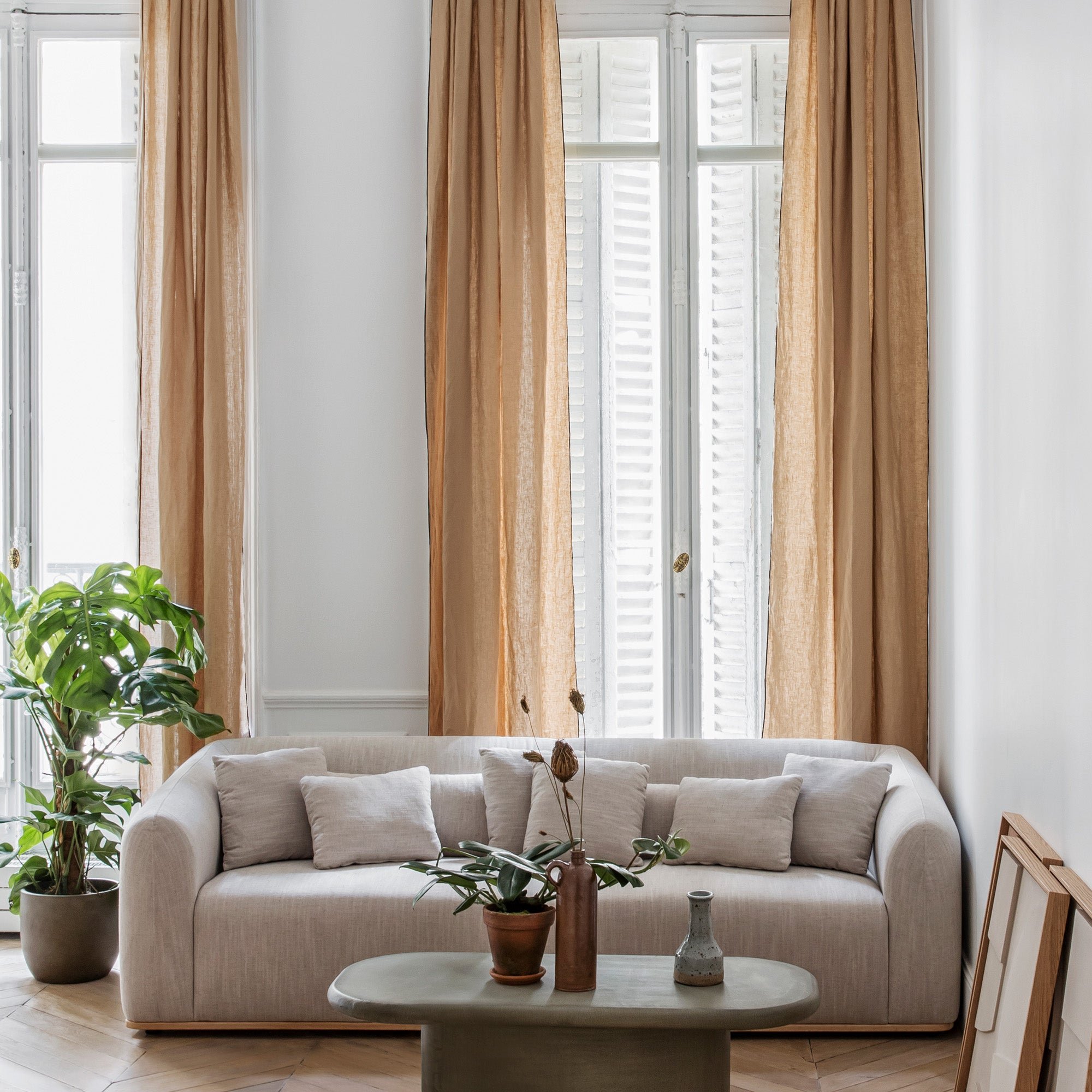 Curtain with black eyelets MADURA Beige