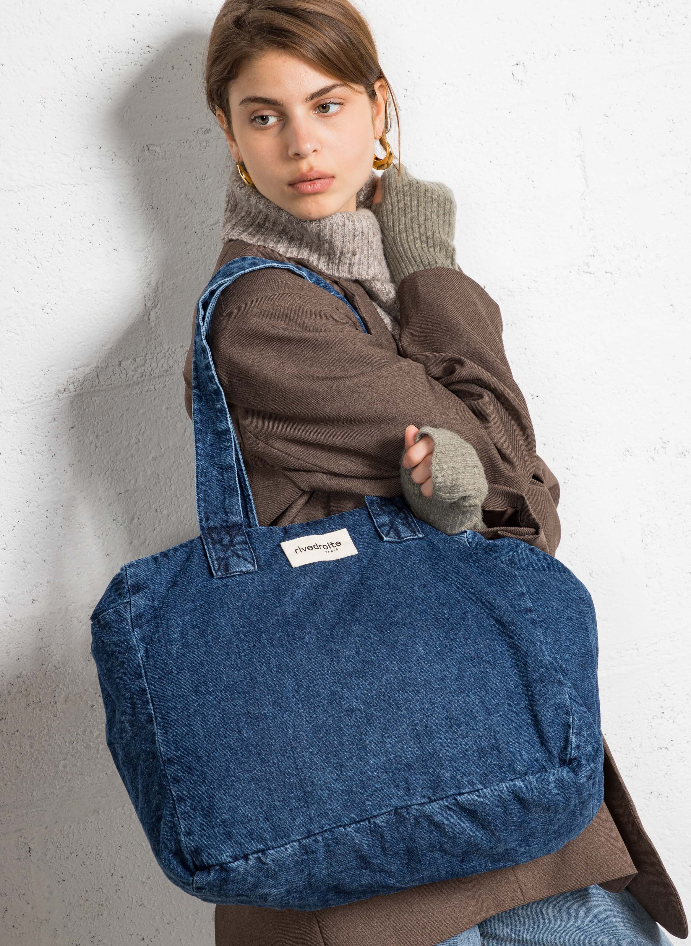 Cotton denim weekend bag RIVEDROITE PARIS Blue