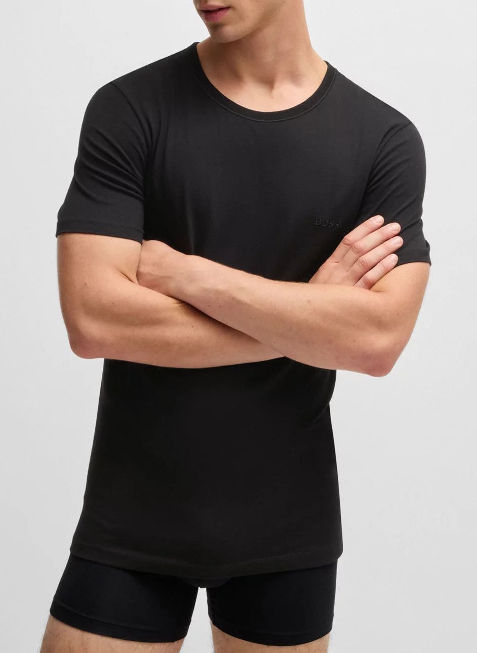 Pack of 3 round-neck cotton T-shirts BOSS Blue