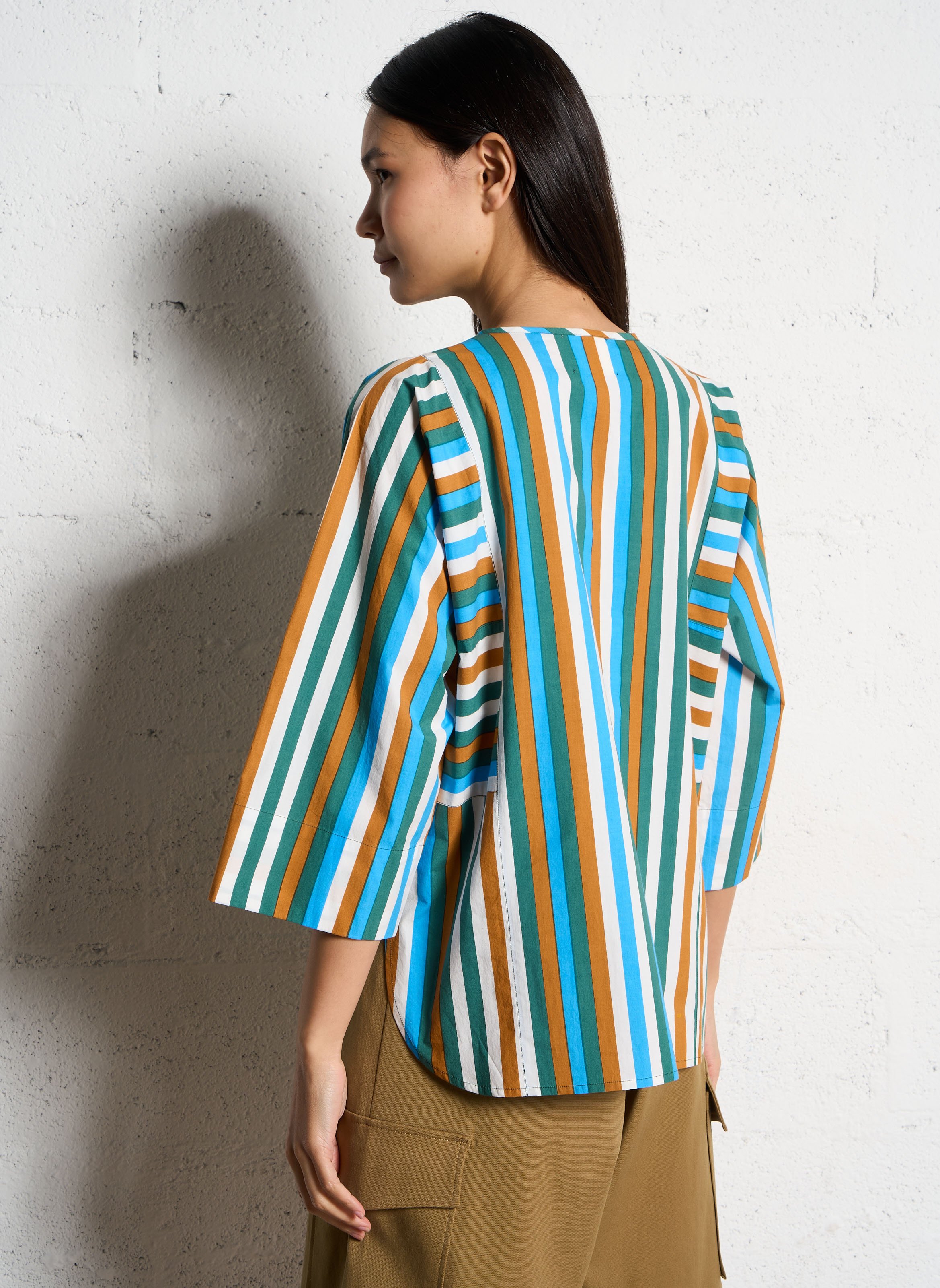 Carry Stripes striped shirt V DE VINSTER Brown