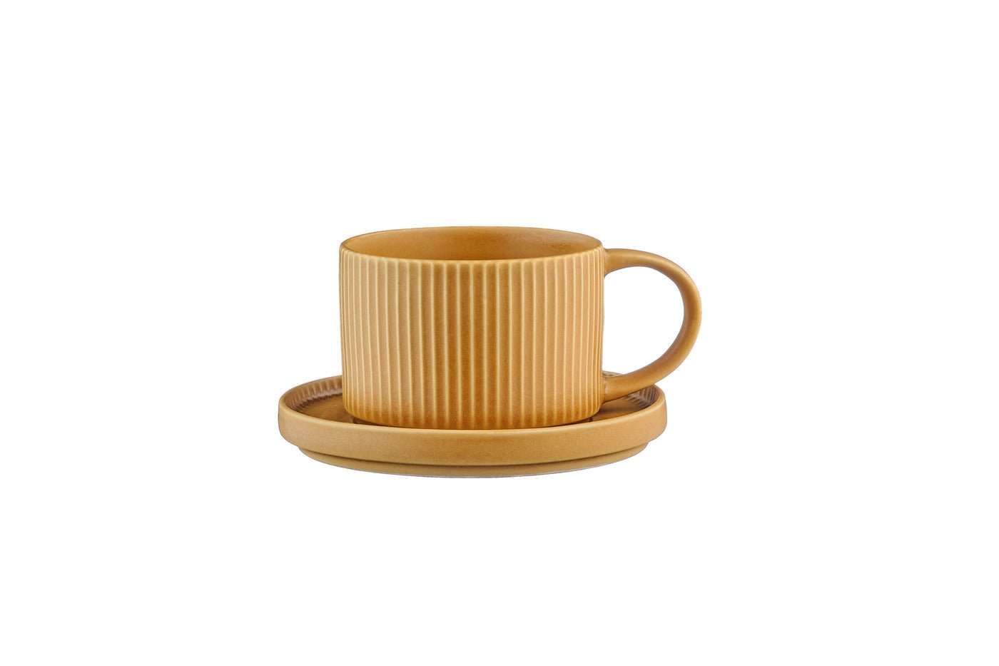 Stoneware Cup 15cl and Saucer - 8 pieces BJORN Yellow