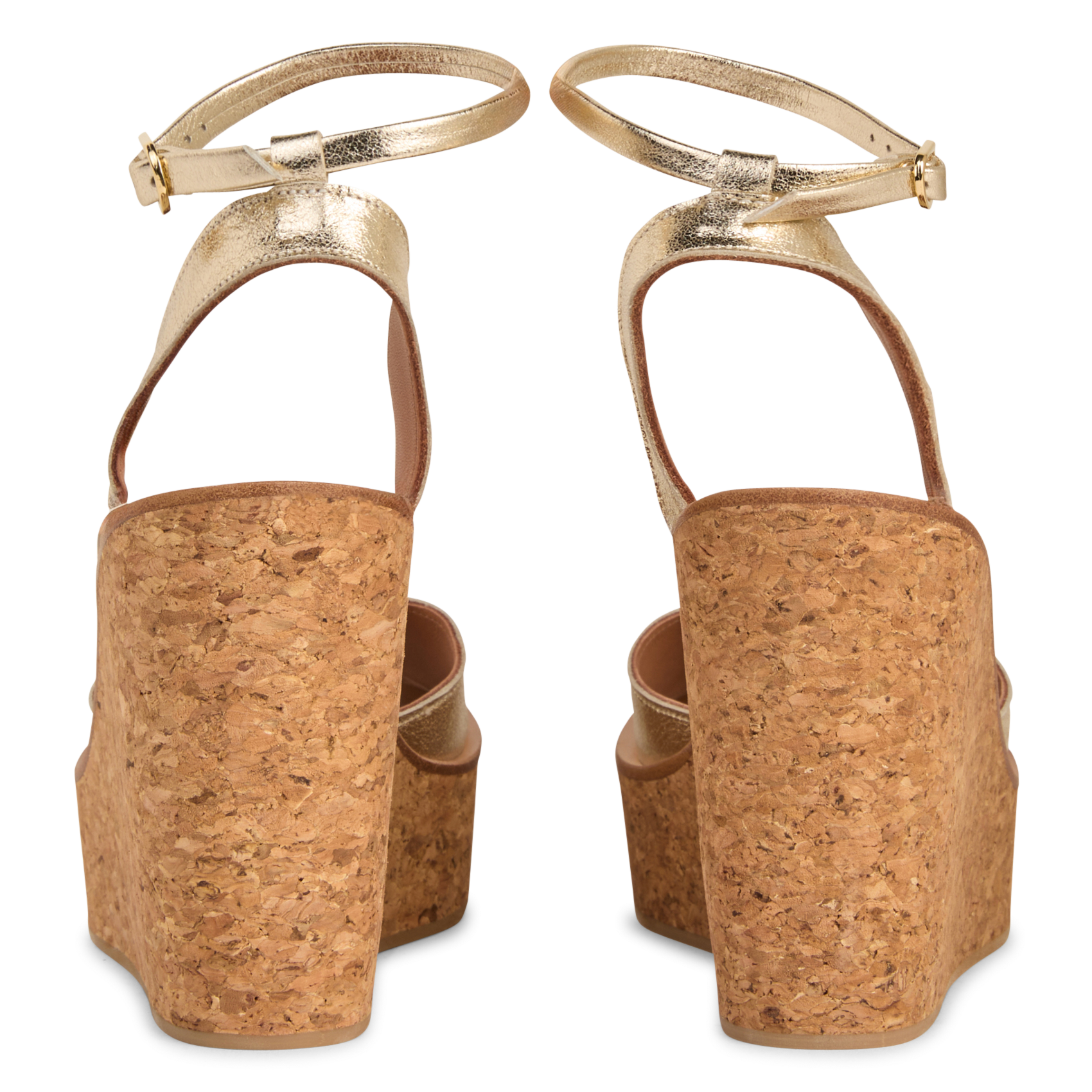 High wedge leather sandals K JACQUES Golden