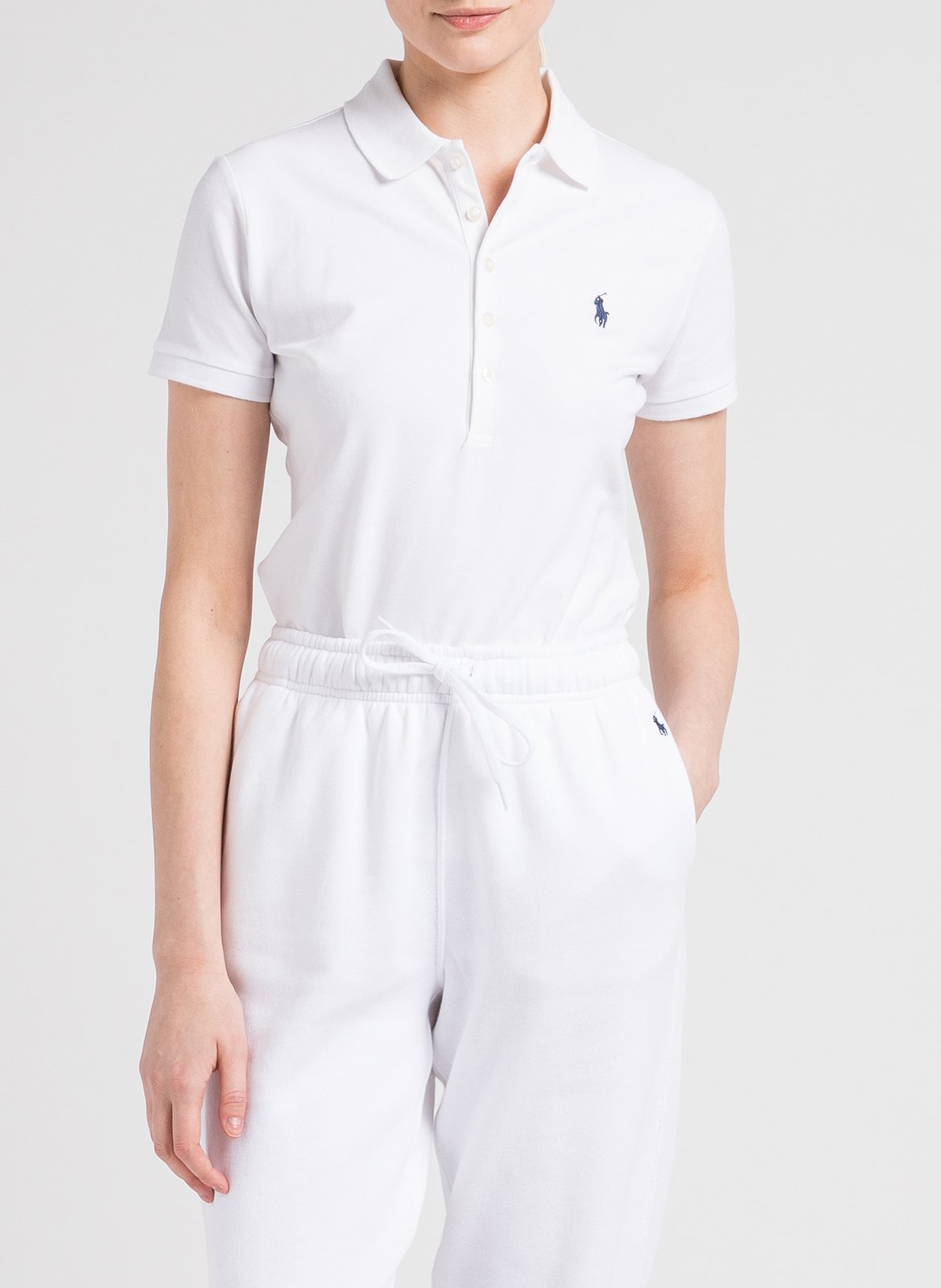 Tee-shirt col polo en coton mélangé POLO RALPH LAUREN Blanc