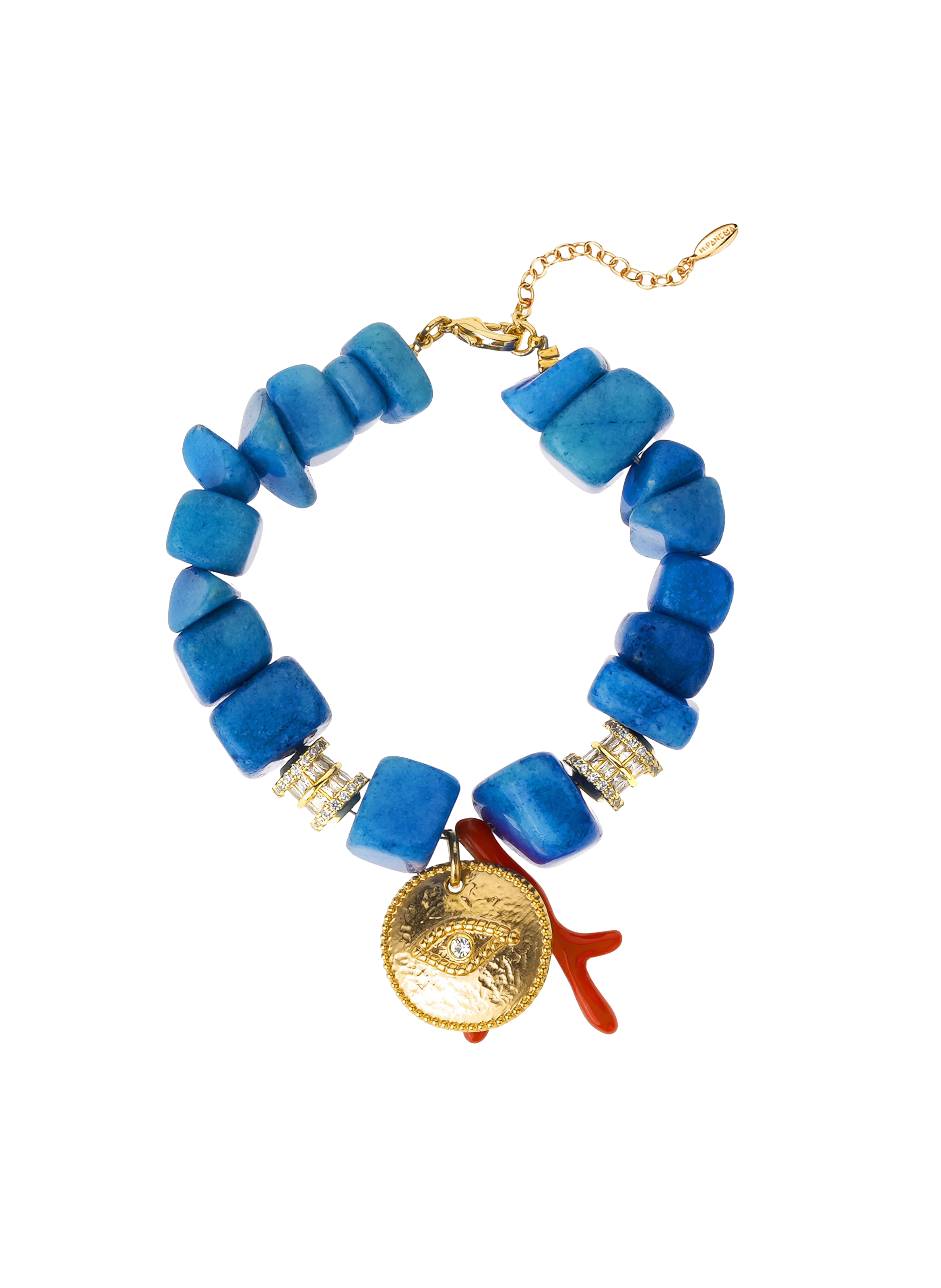 Bracelet en pierres naturelles avec pendentif Georgio Bleu