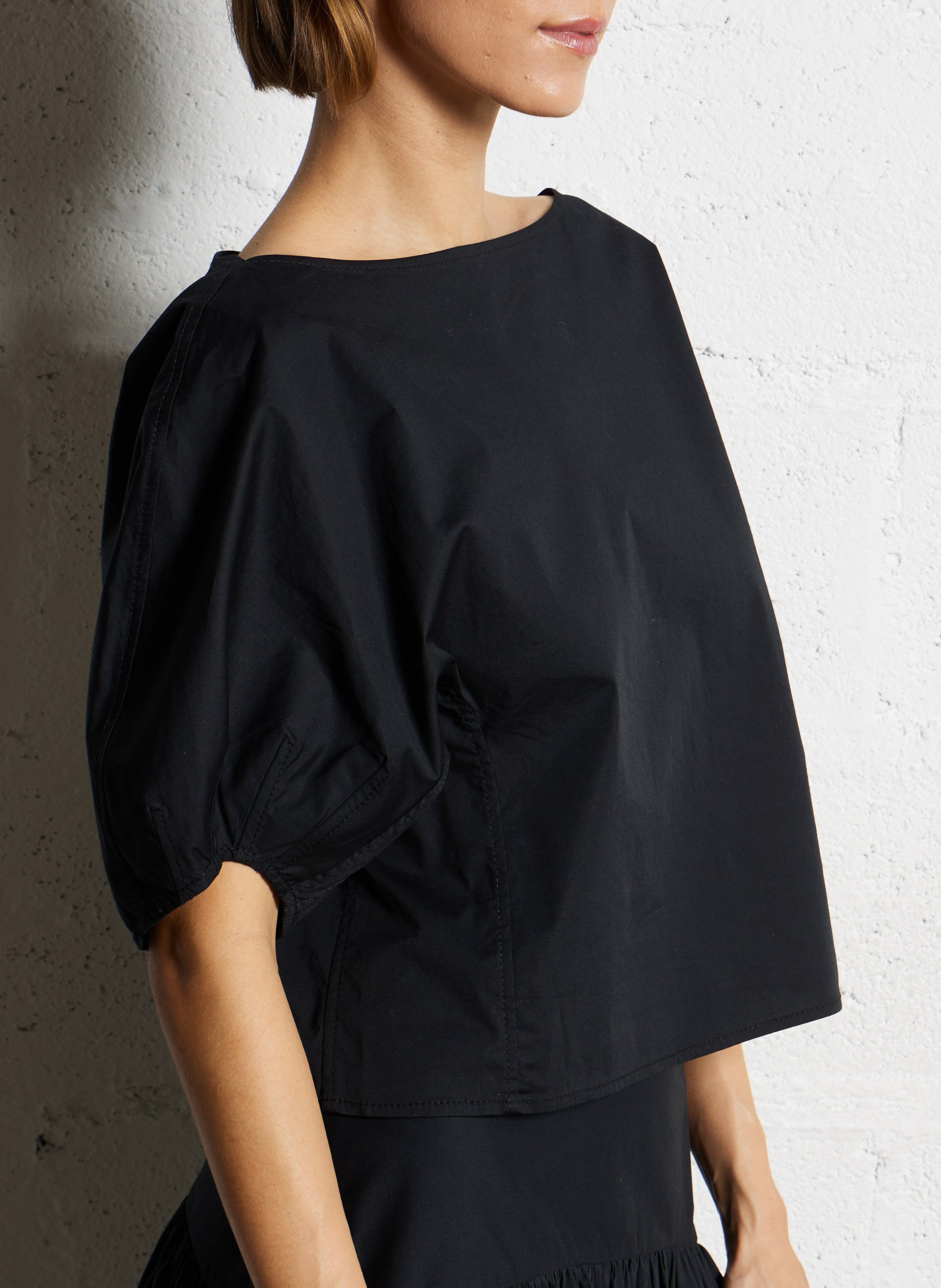 Boat neck top in blended cotton STAUD Black