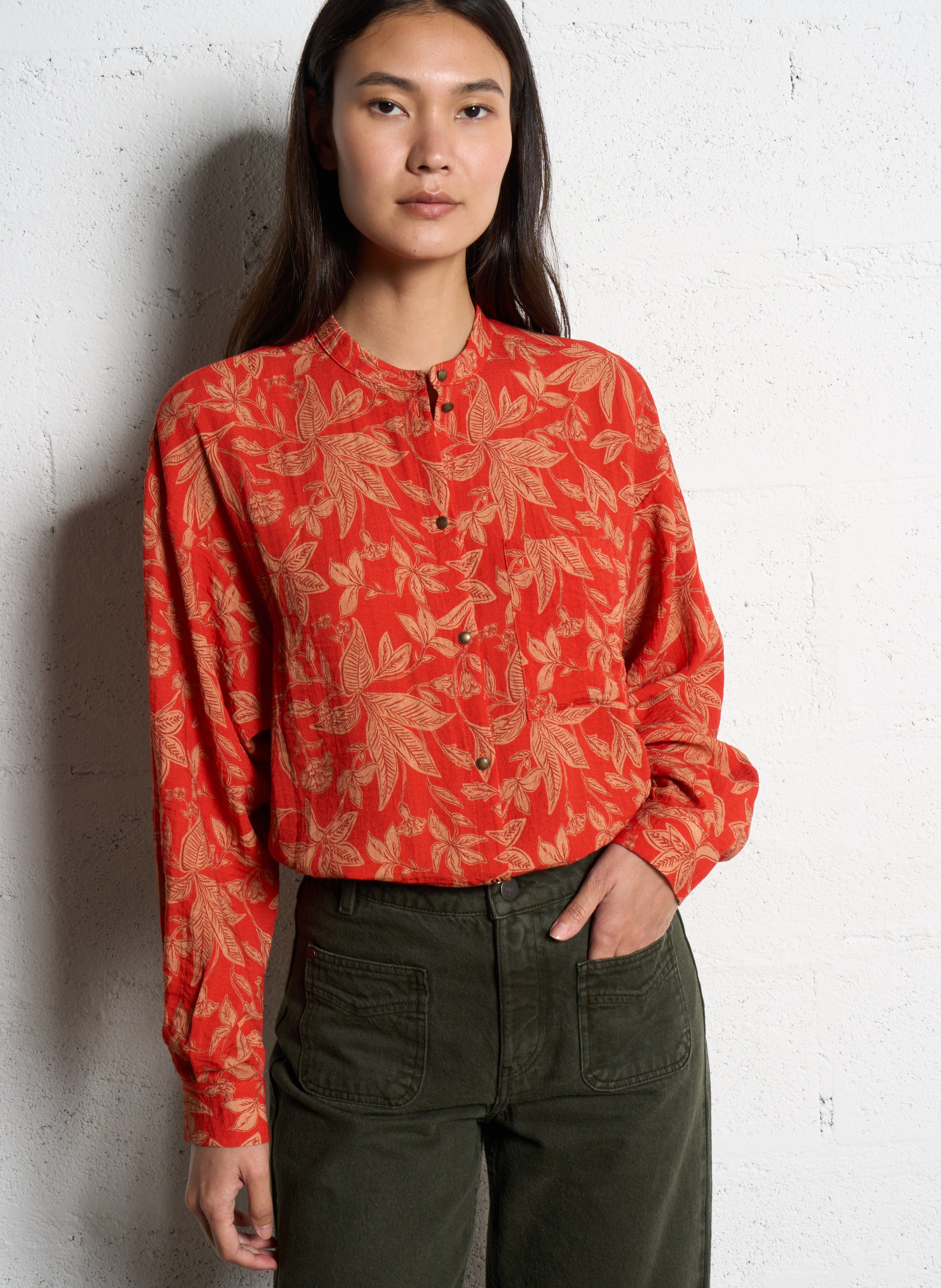 Gestreept overhemd ONE STEP Oranje