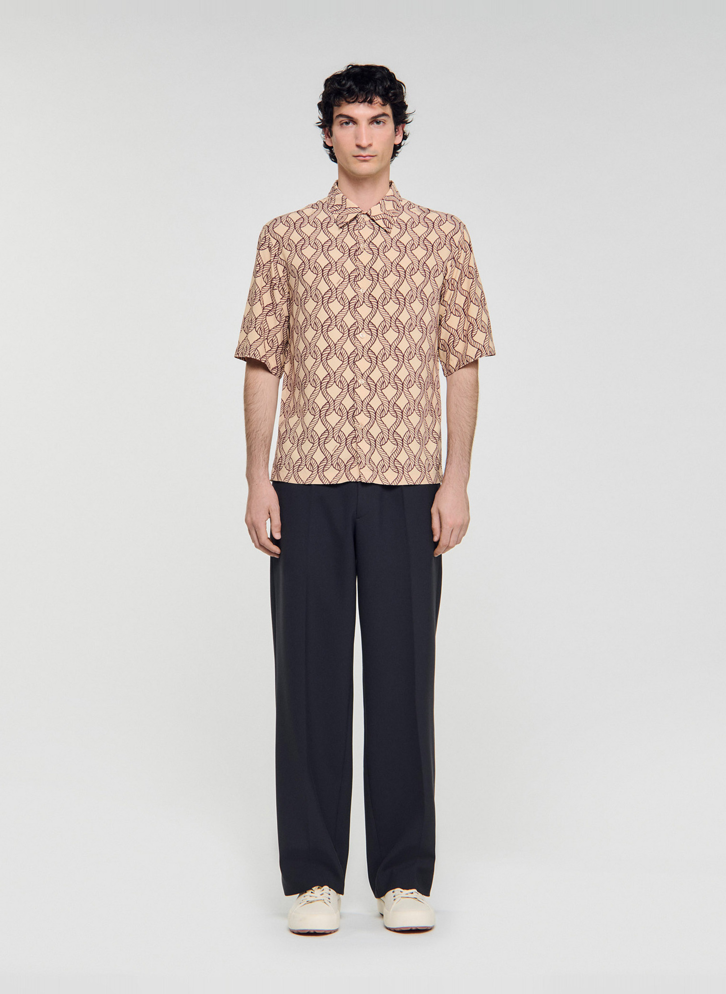 Chemise col classique imprimée SANDRO Beige