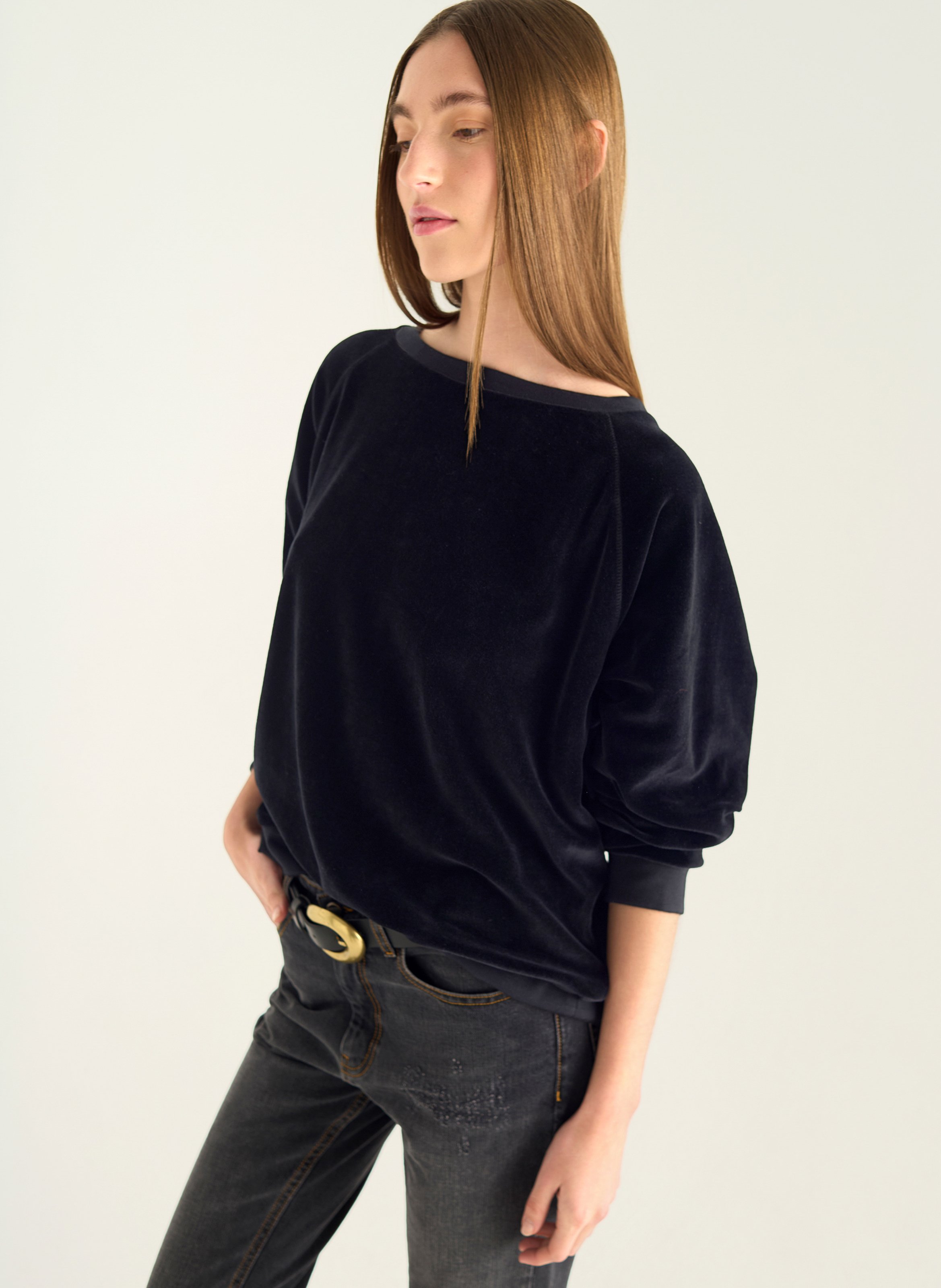 Oversize Rundhalsausschnitt Sweatshirt ACOTE Schwarz