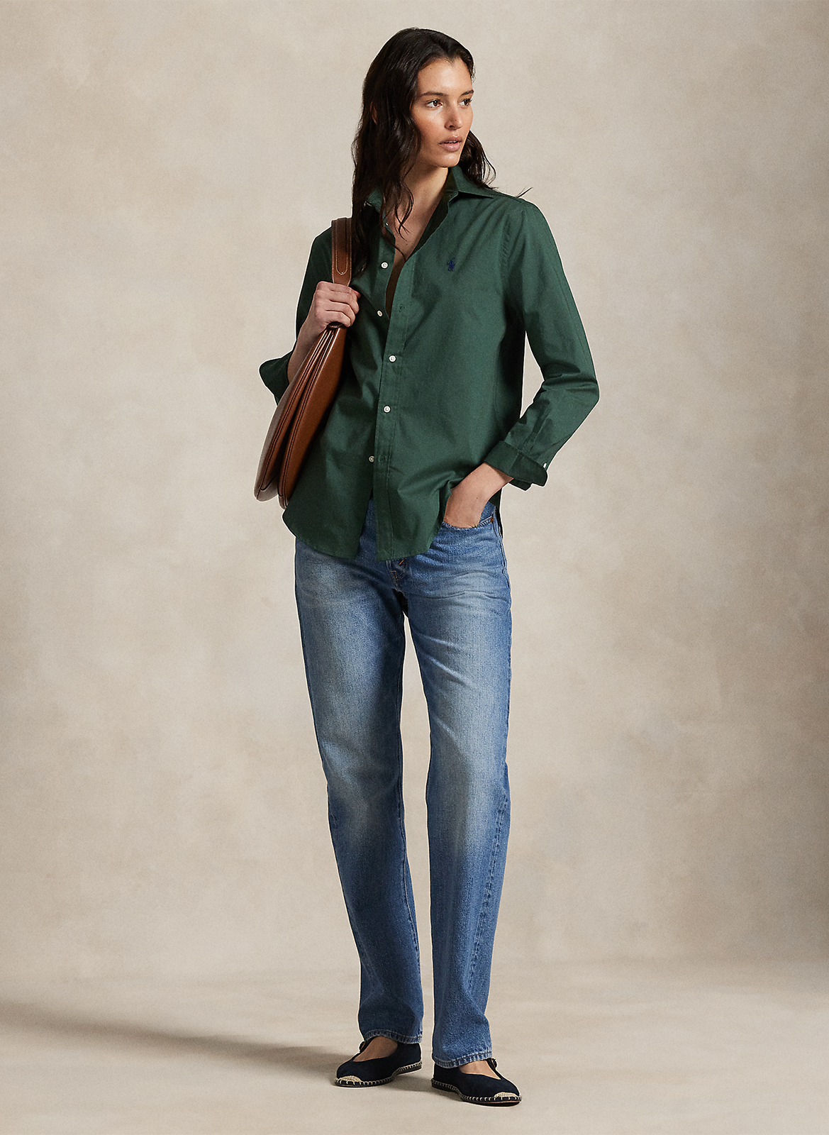 Chemise col classique en coton POLO RALPH LAUREN Vert