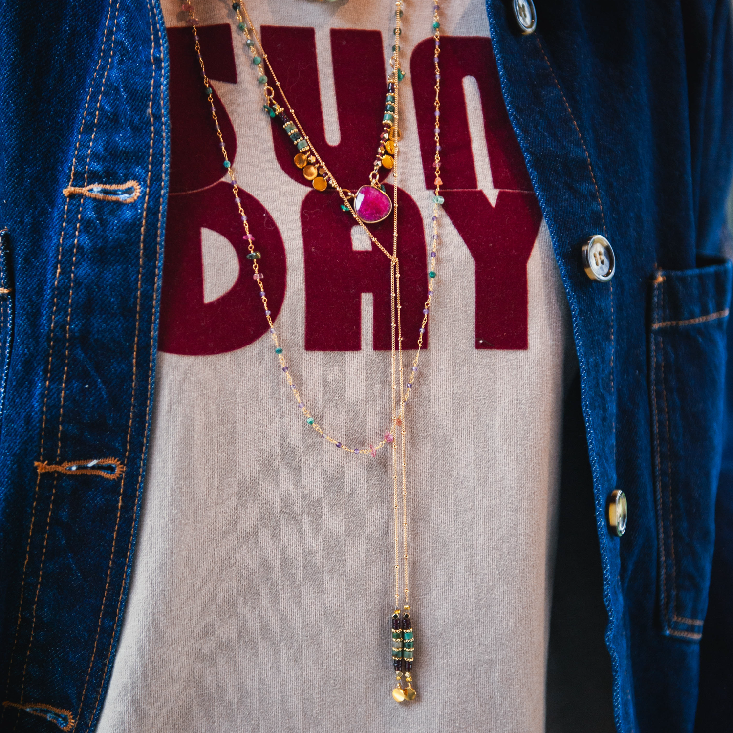 Sautoir cravate - charlotte L'ATELIER DES DAMES Doré