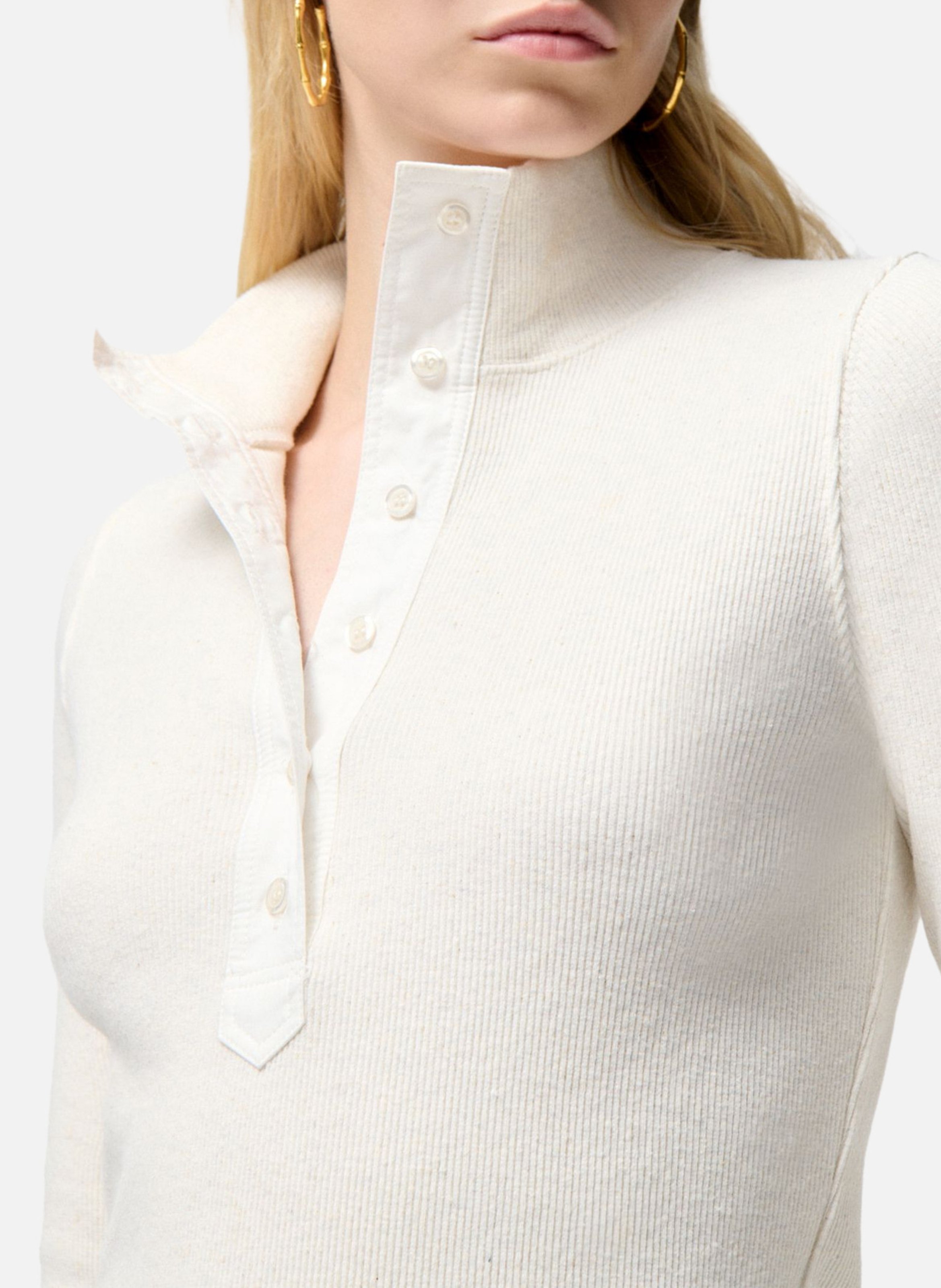 Fitted high-neck top in blended recycled cotton VANESSA BRUNO Beige
