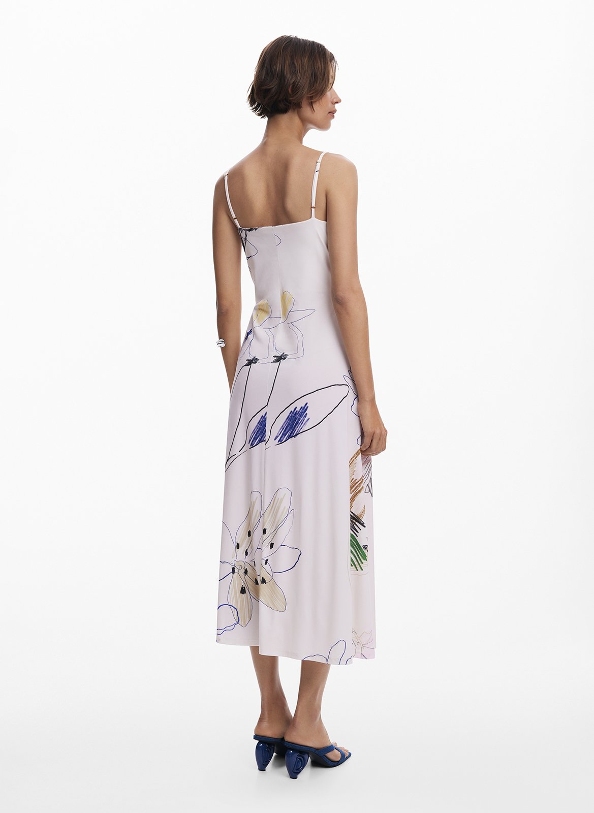 Robe midi à imprimé floral DESIGUAL Blanc