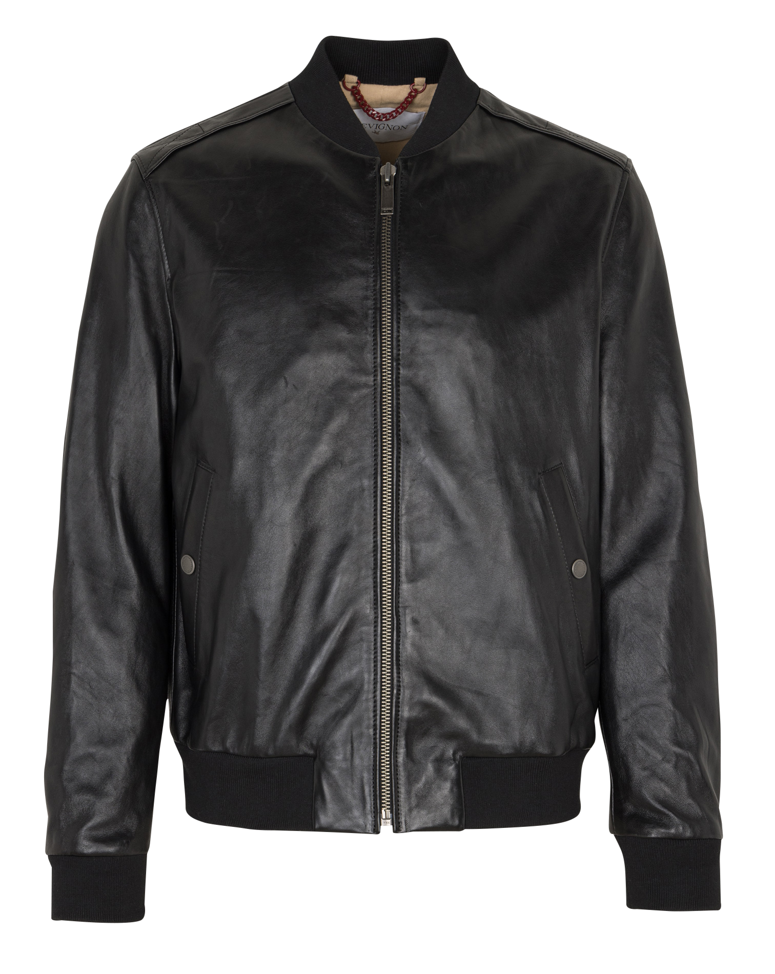 Blouson droit col teddy en cuir CHEVIGNON Noir