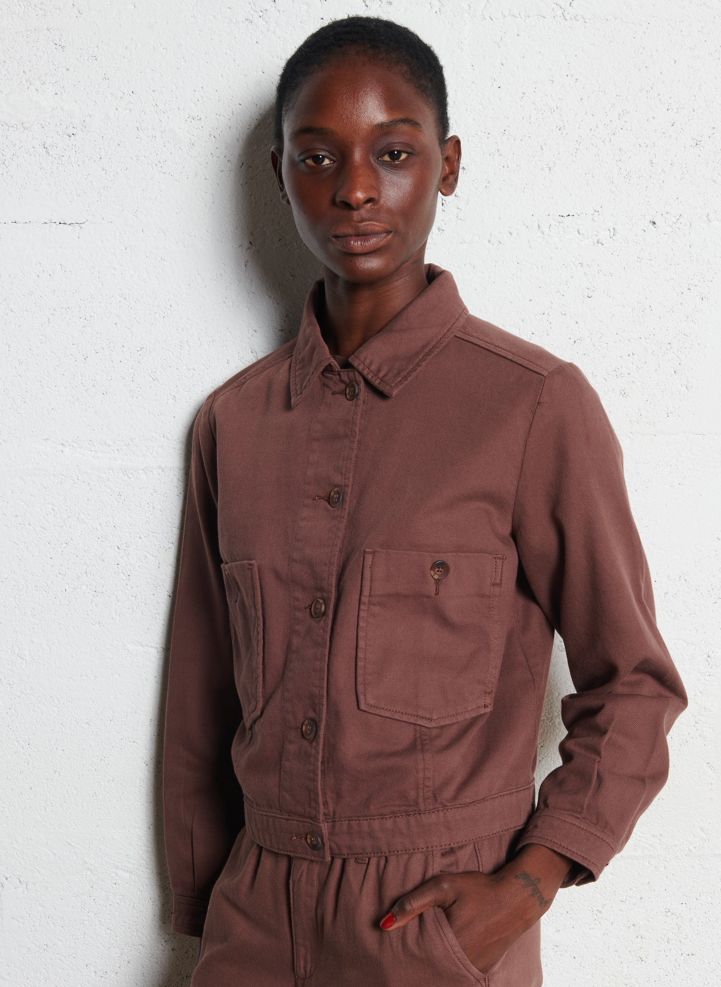 Veste col classique en coton  MAISON 123 Marron