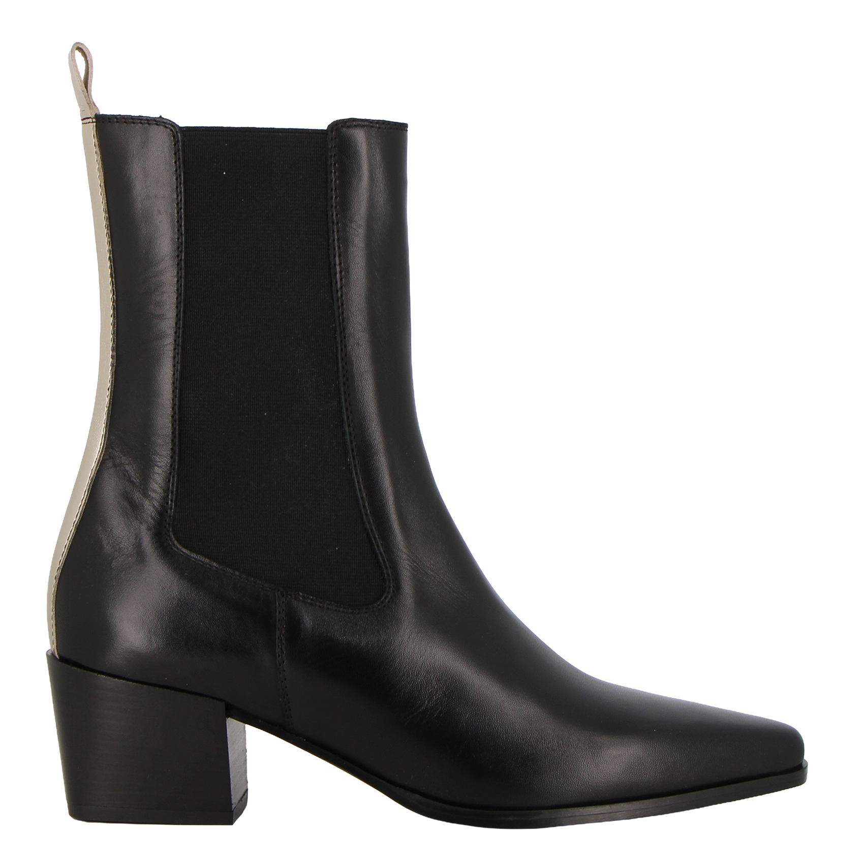 Effen leren enkellaarzen met textuur REQINS Zwart