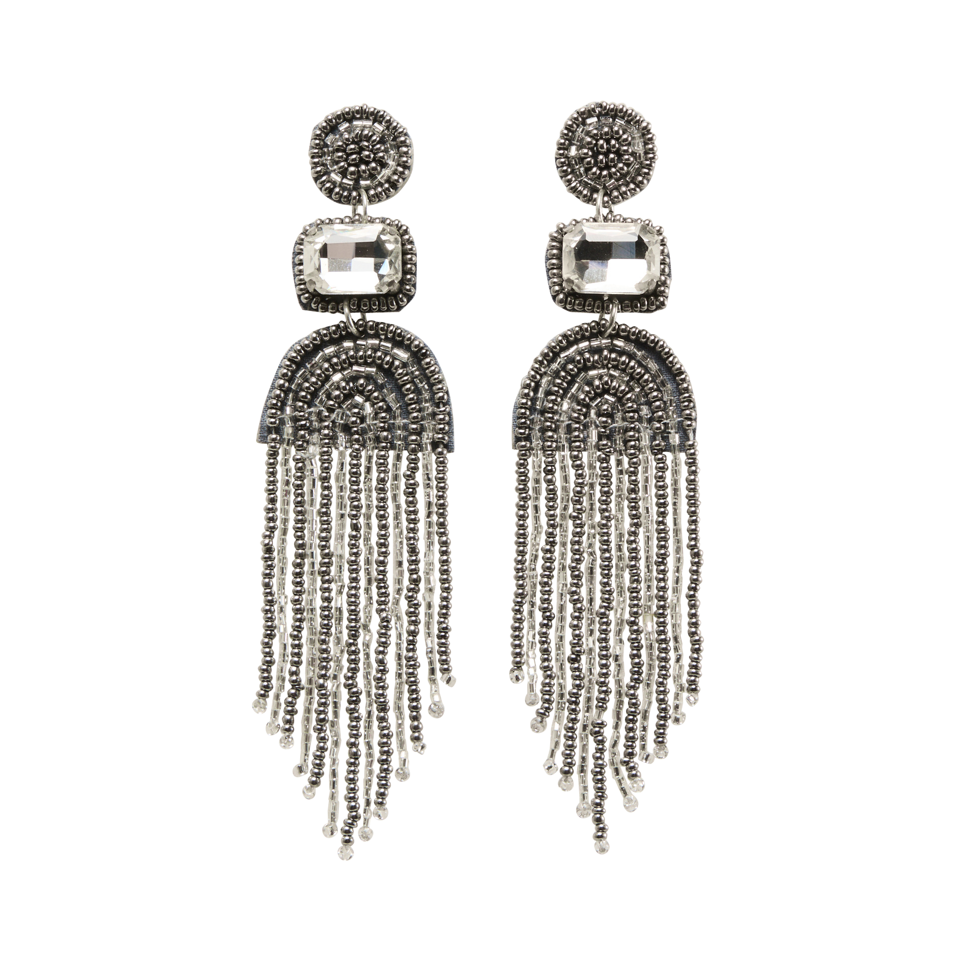 Pendientes largos de strass FEEKA Plata