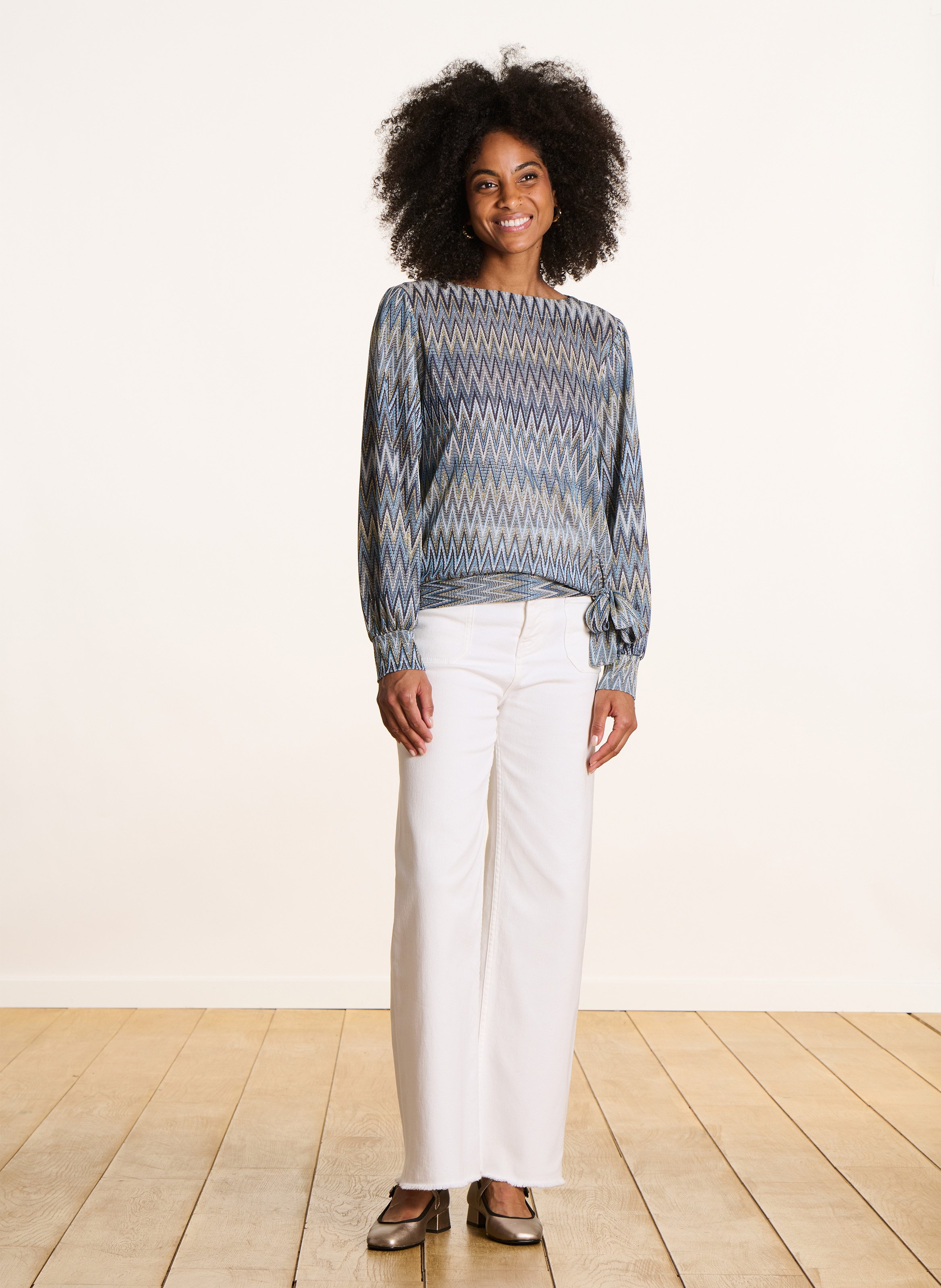 Blouse met ronde hals en print LA FEE MARABOUTEE Blauw