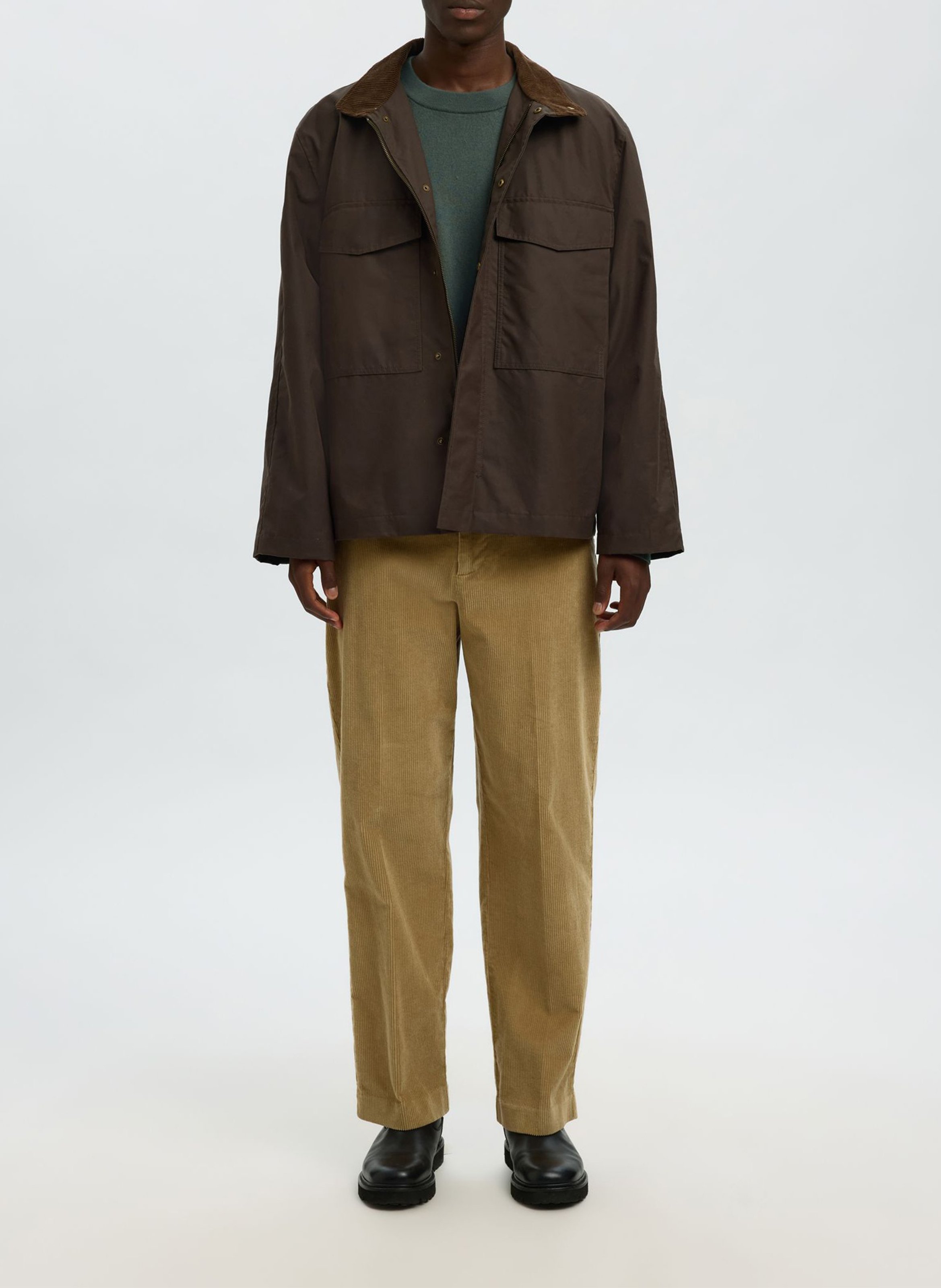 Pull slim col rond en laine SELECTED Vert