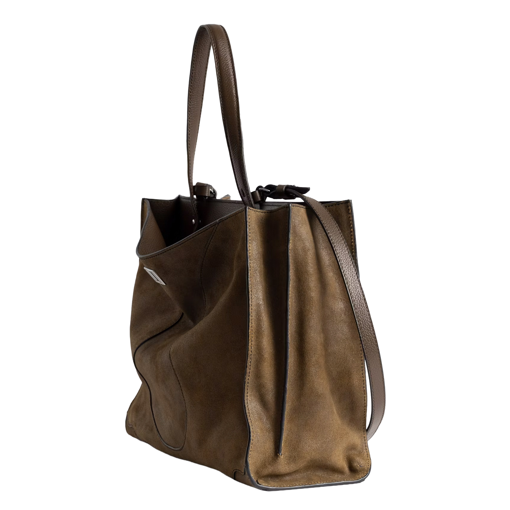 Rechthoekige shopper tas van suède leer ZADIG&VOLTAIRE Bruin