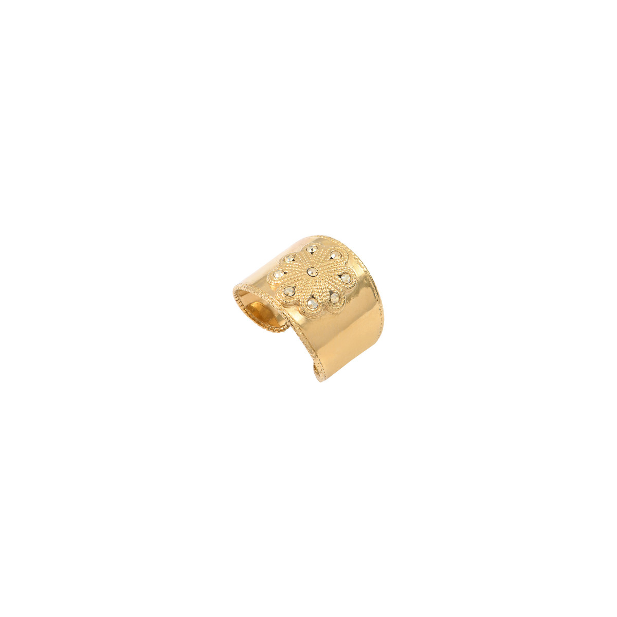 Adjustable wide ring with trendy crystal embellishments prestige SATELLITE PARIS No Color