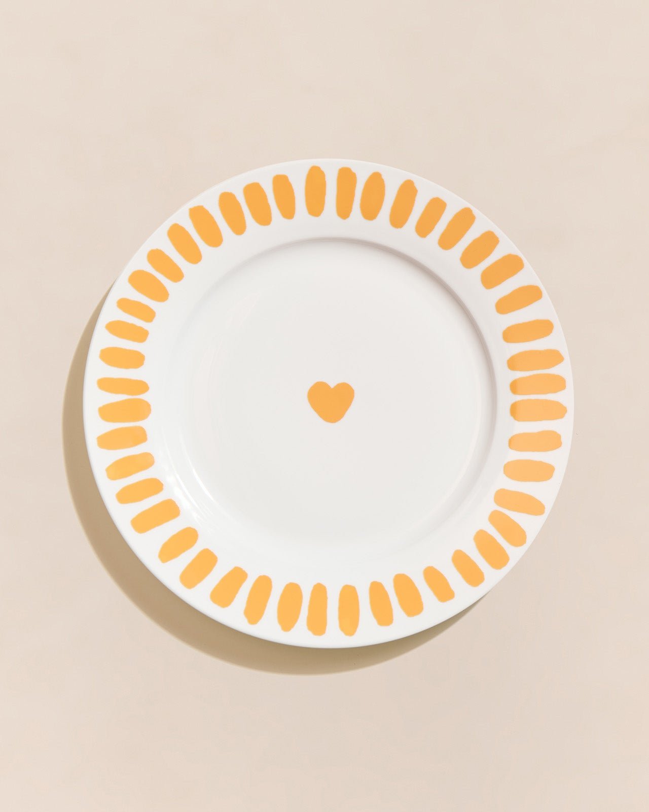 L'assiette coeur jaune en porcelaine EMOI EMOI Blanc