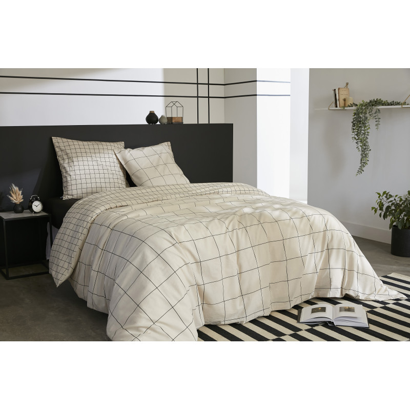 Printed 100% cotton duvet L'EFFET PAPILLON Brown