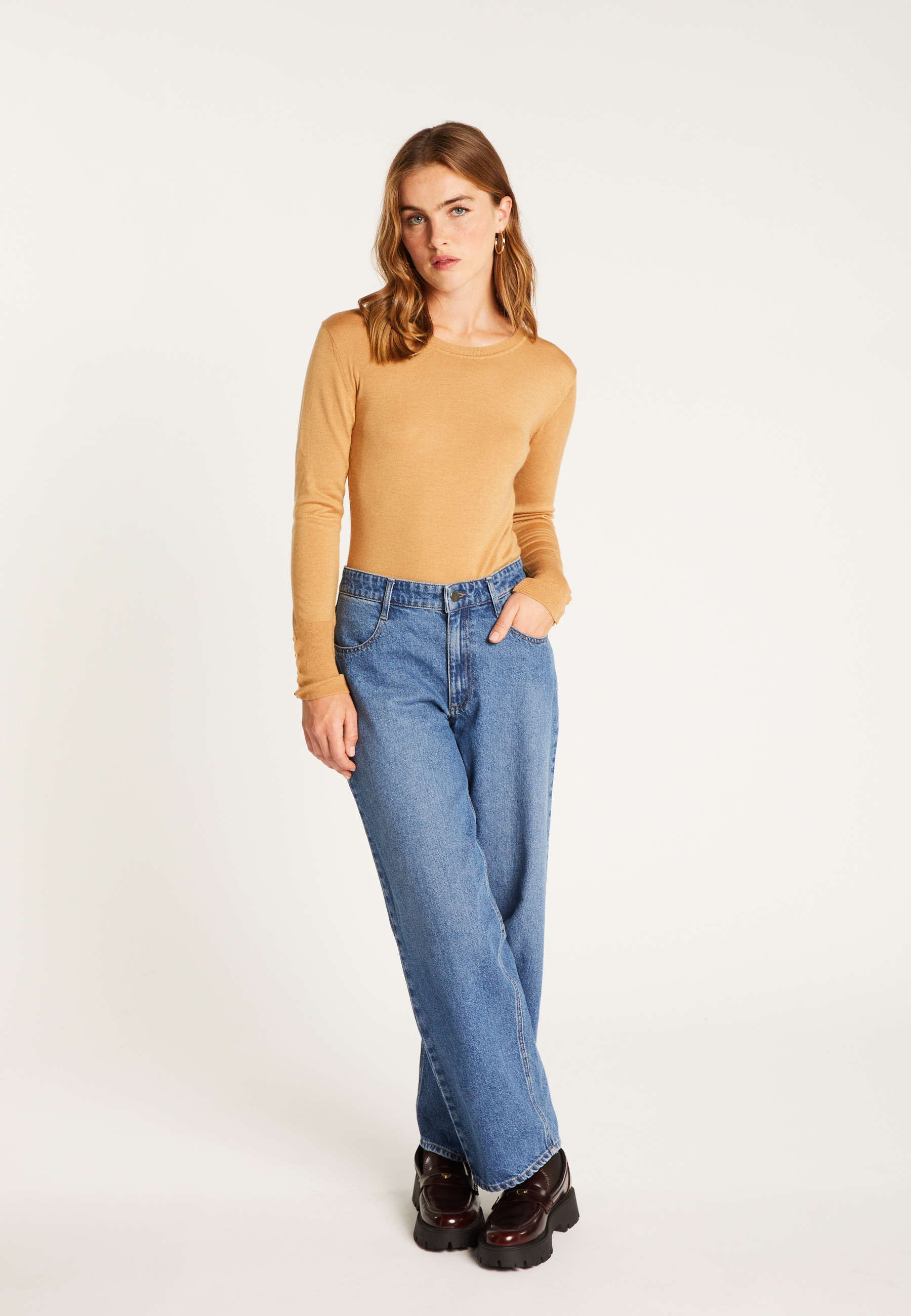 Cashmere silk T-shirt MAISON MONTAGUT Brown