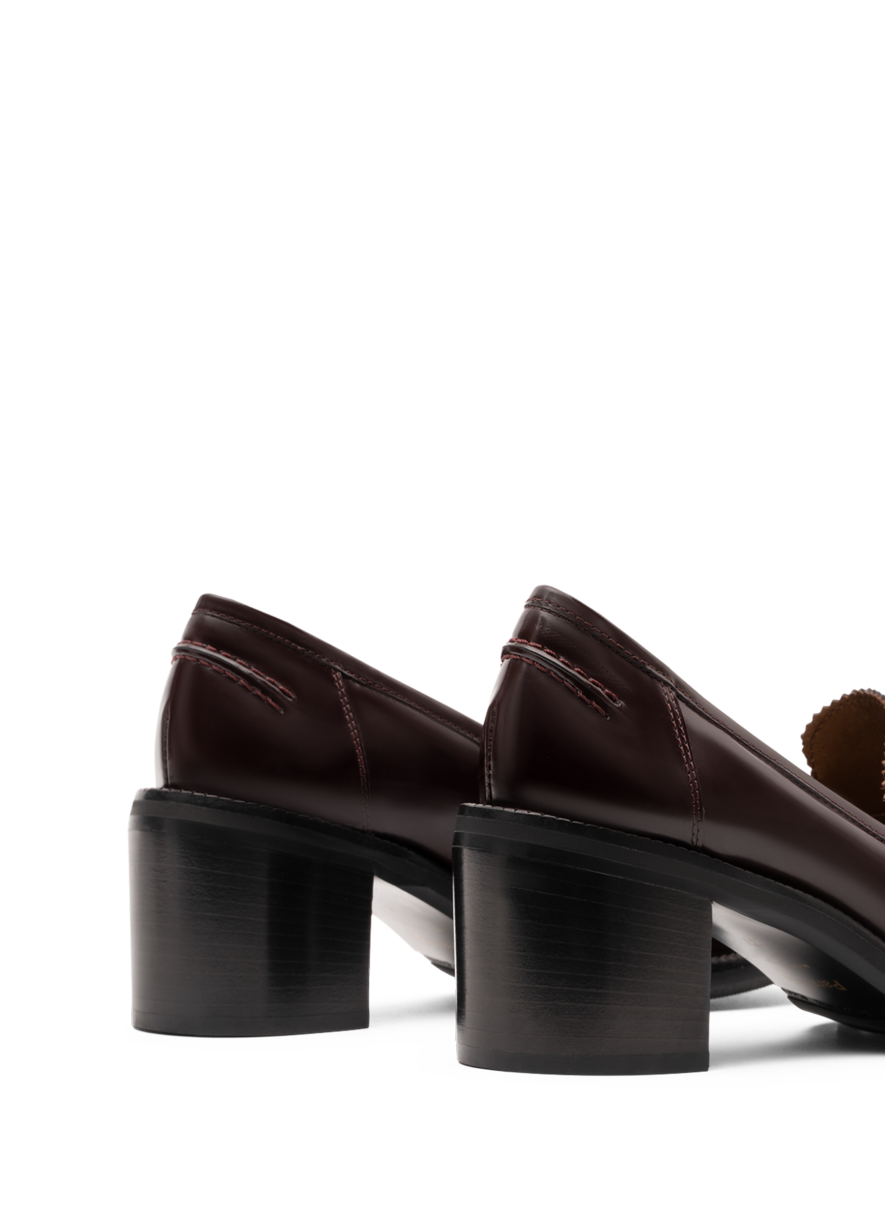 Mocassins en cuir brossé bordeaux PARALLELE PARIS Rouge