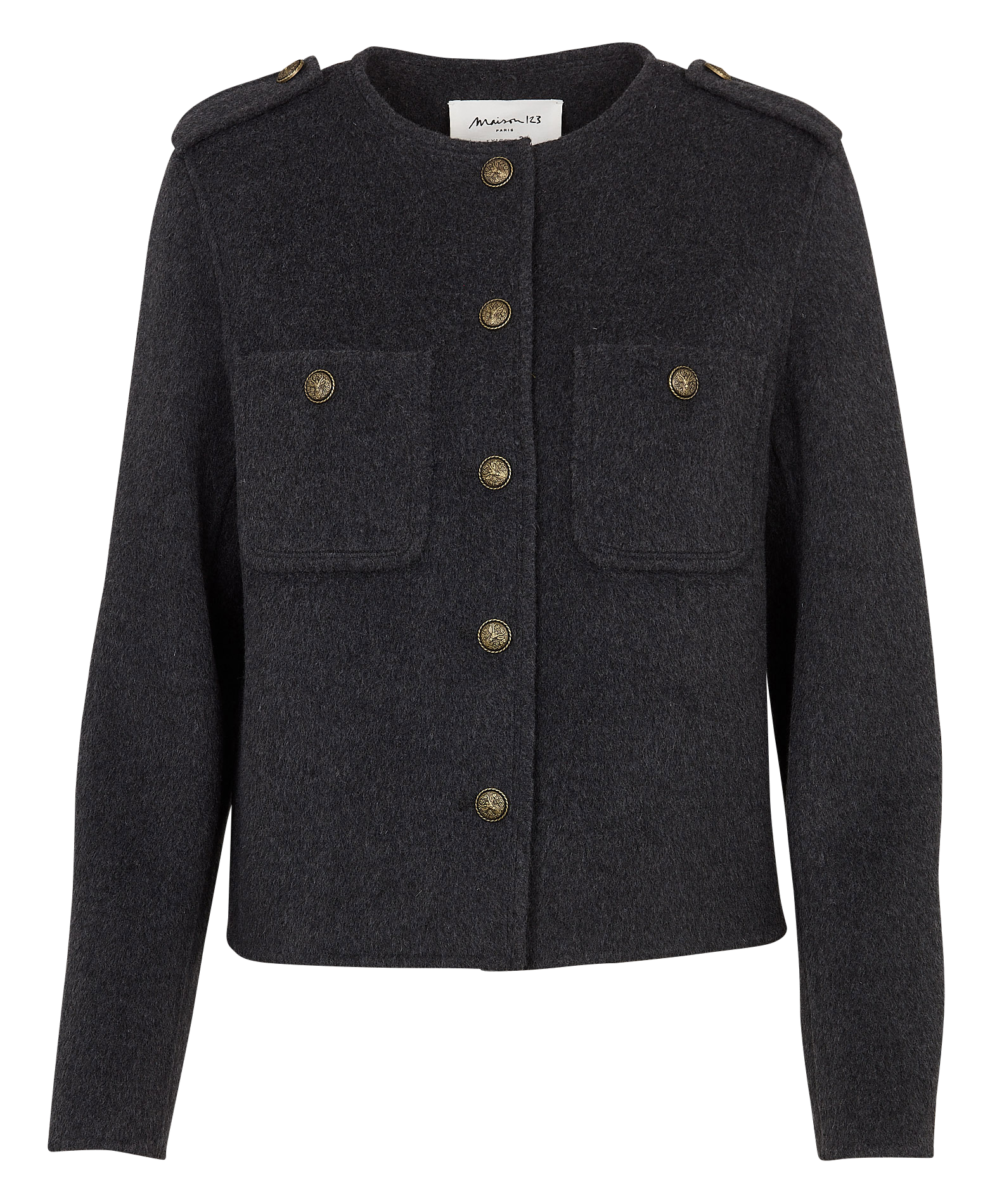 Straight buttoned coat in blended wool MAISON 123 Grey