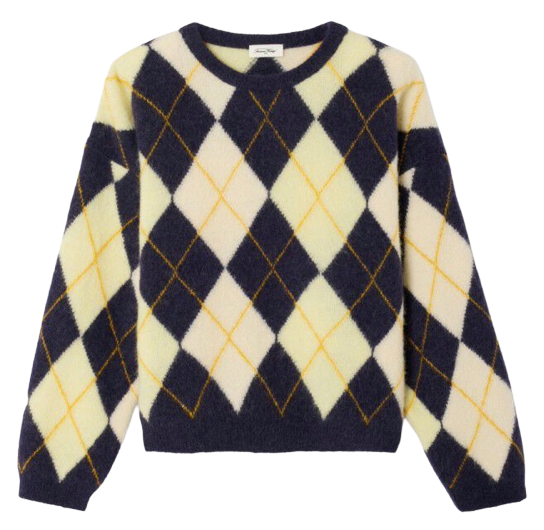 Oversized diamond pattern wool blend sweater AMERICAN VINTAGE Yellow