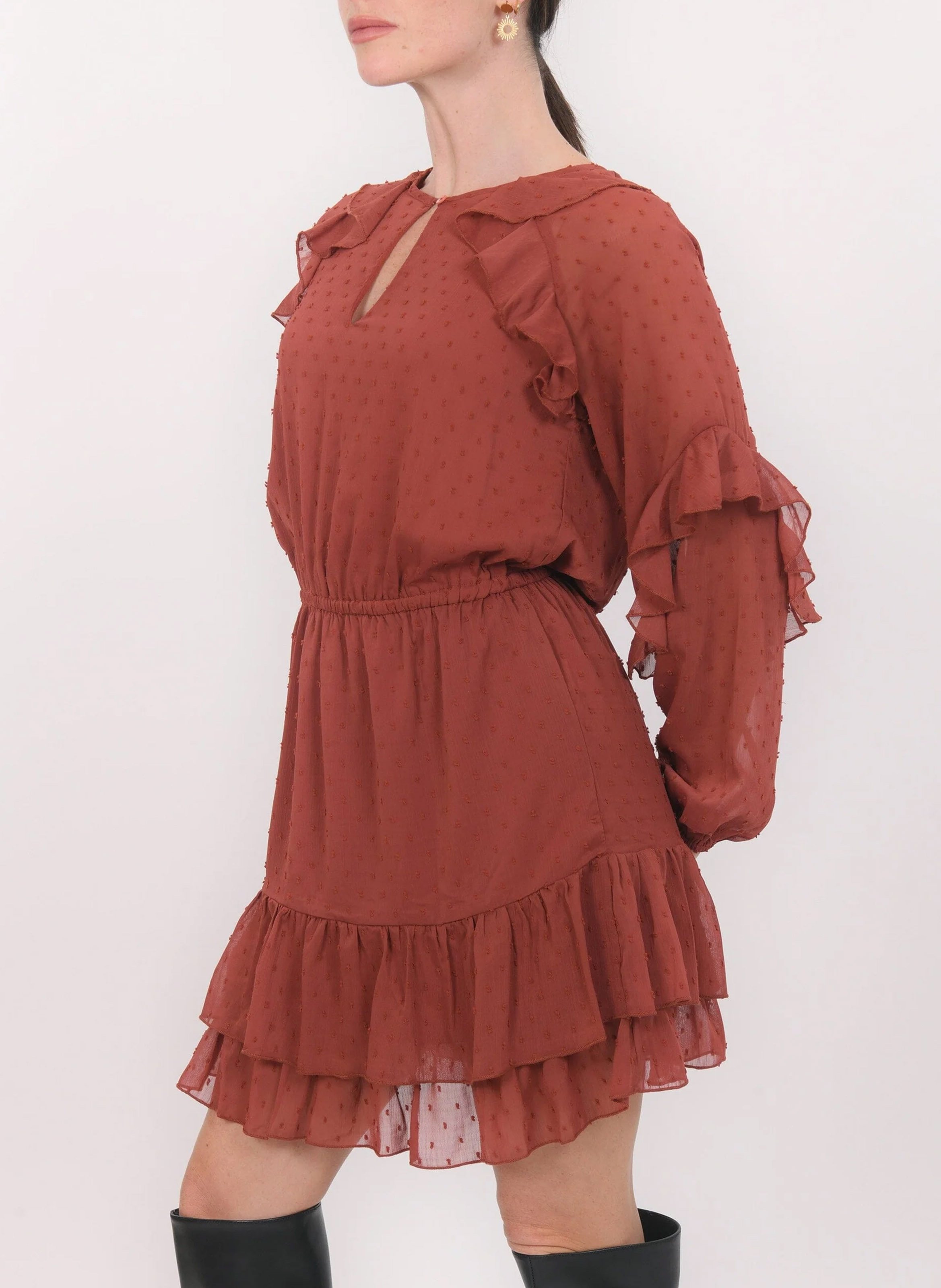 Korte jurk met ronde hals KOOKAI Rood