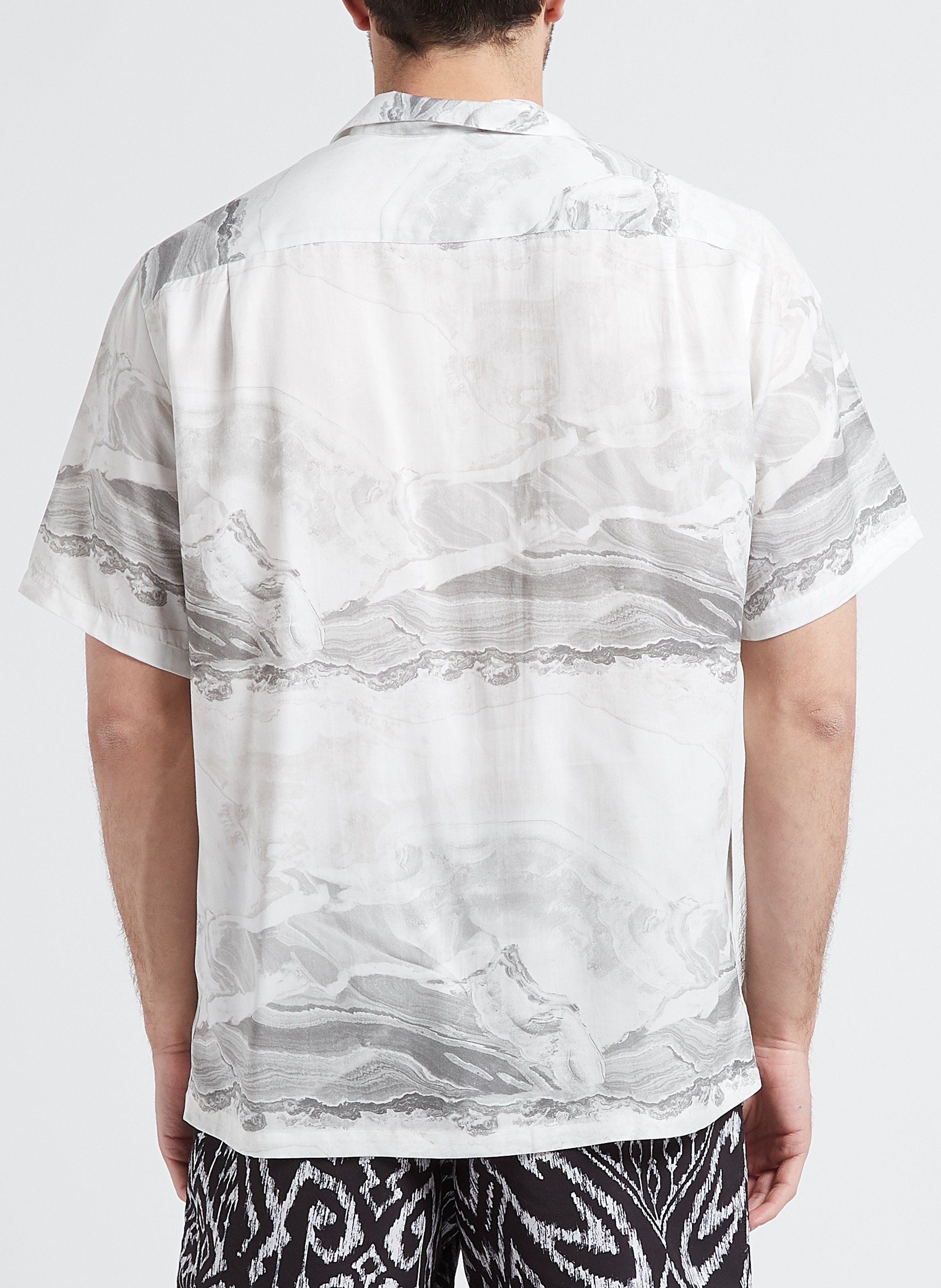 Bluse mit Kuba-Kragen und Print PORTUGUESE FLANNEL Grau