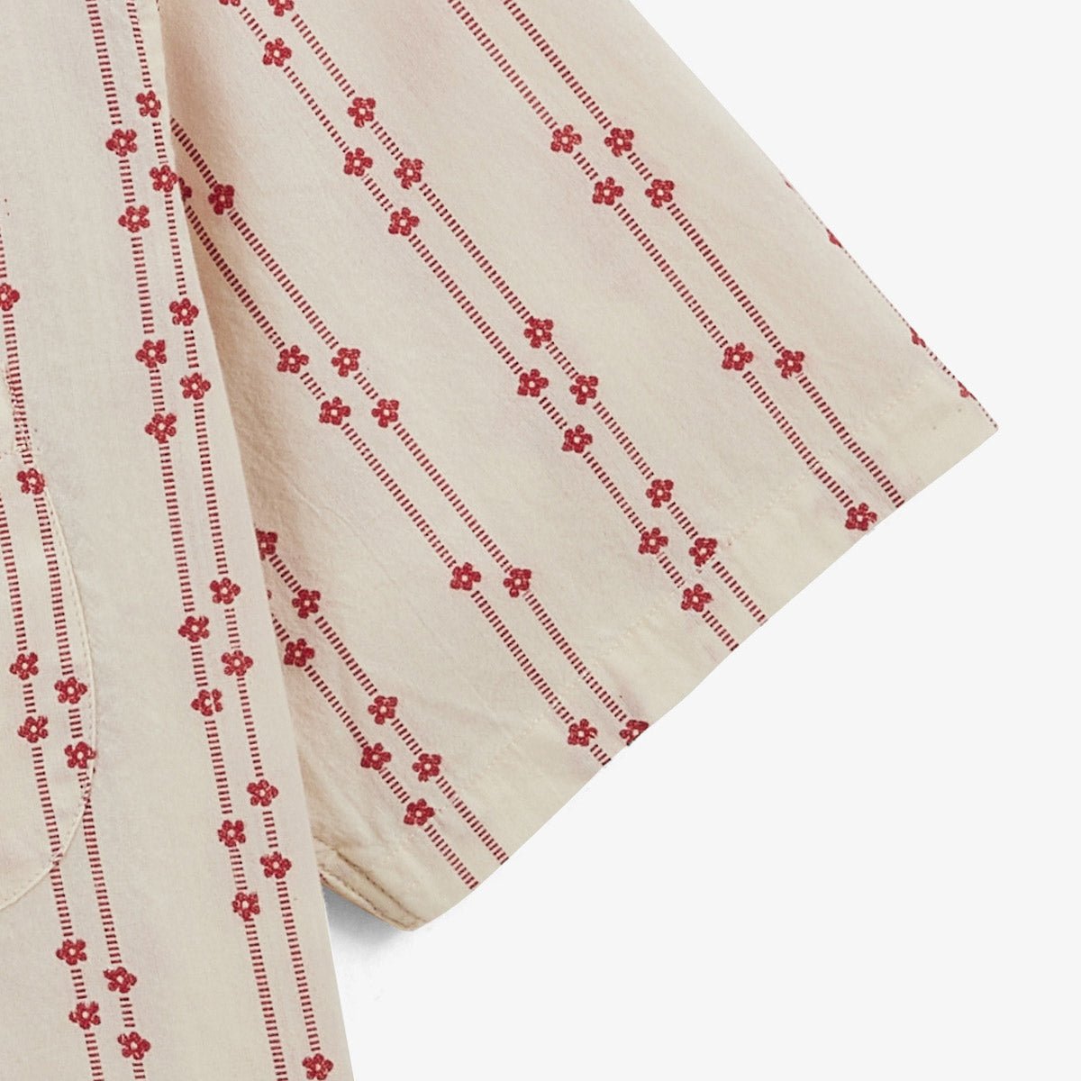 Short-sleeve Jacquard shirt with embroidered flowers in cotton SERGE BLANCO Red