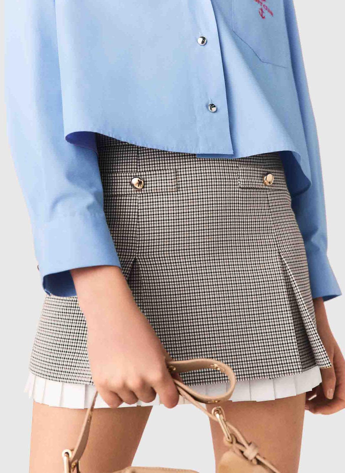 Gerende rok met print  MAJE Bruin