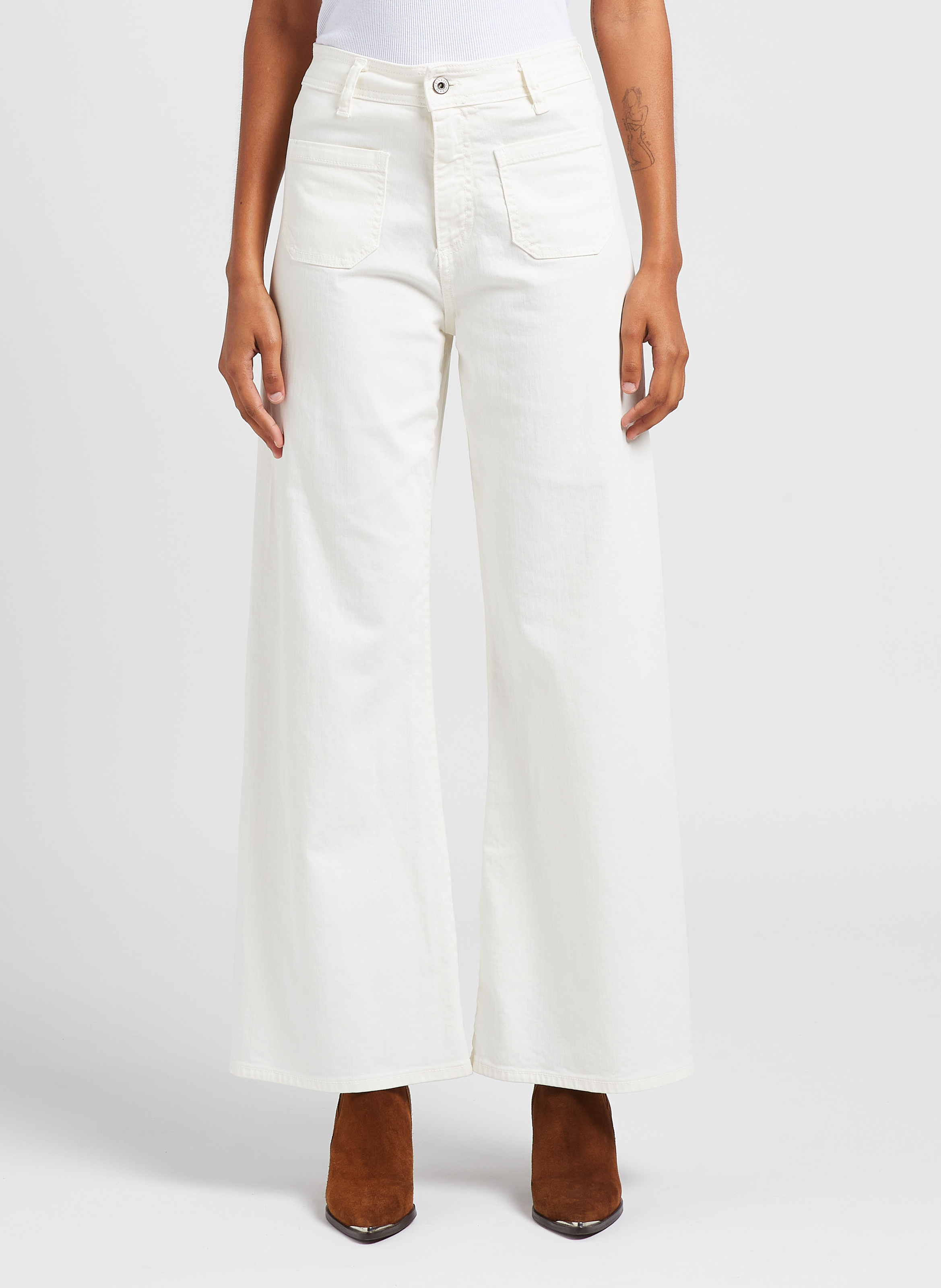 High-rise wide-leg cotton jeans PLEASE Blue