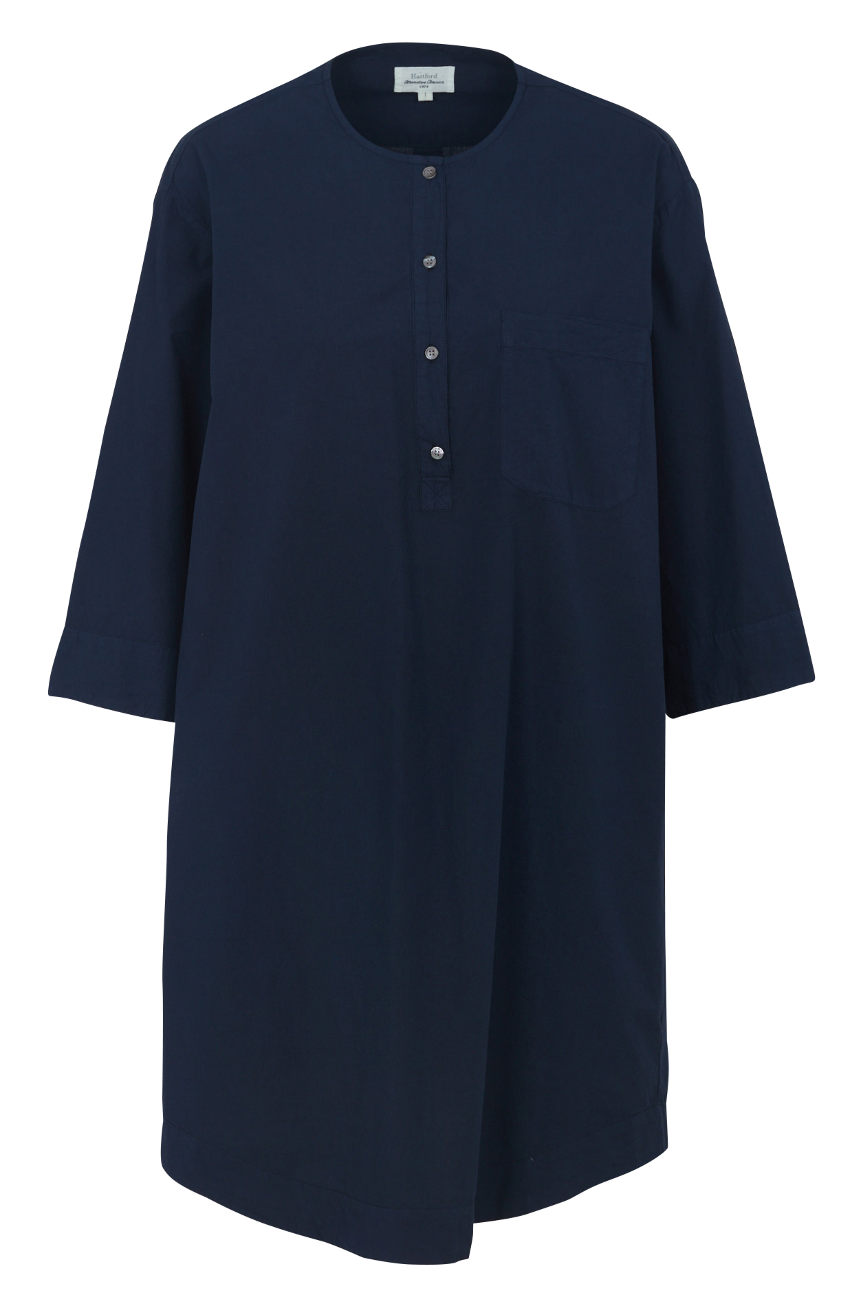 Weites Kurzkleid mit Rundhalsausschnitt aus aus Baumwolle HARTFORD Blau