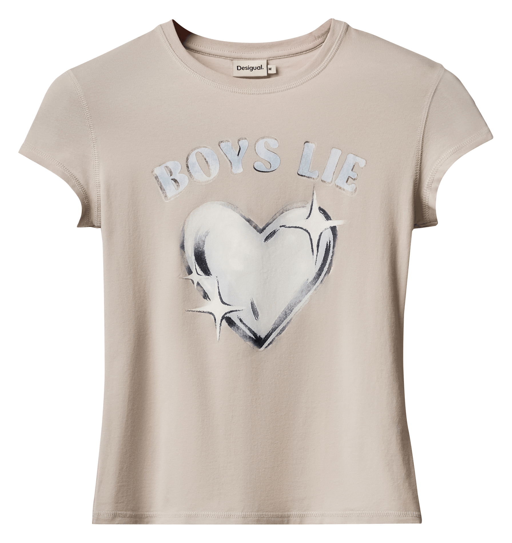 Tee-shirt col rond en coton mélangé DESIGUAL Bleu