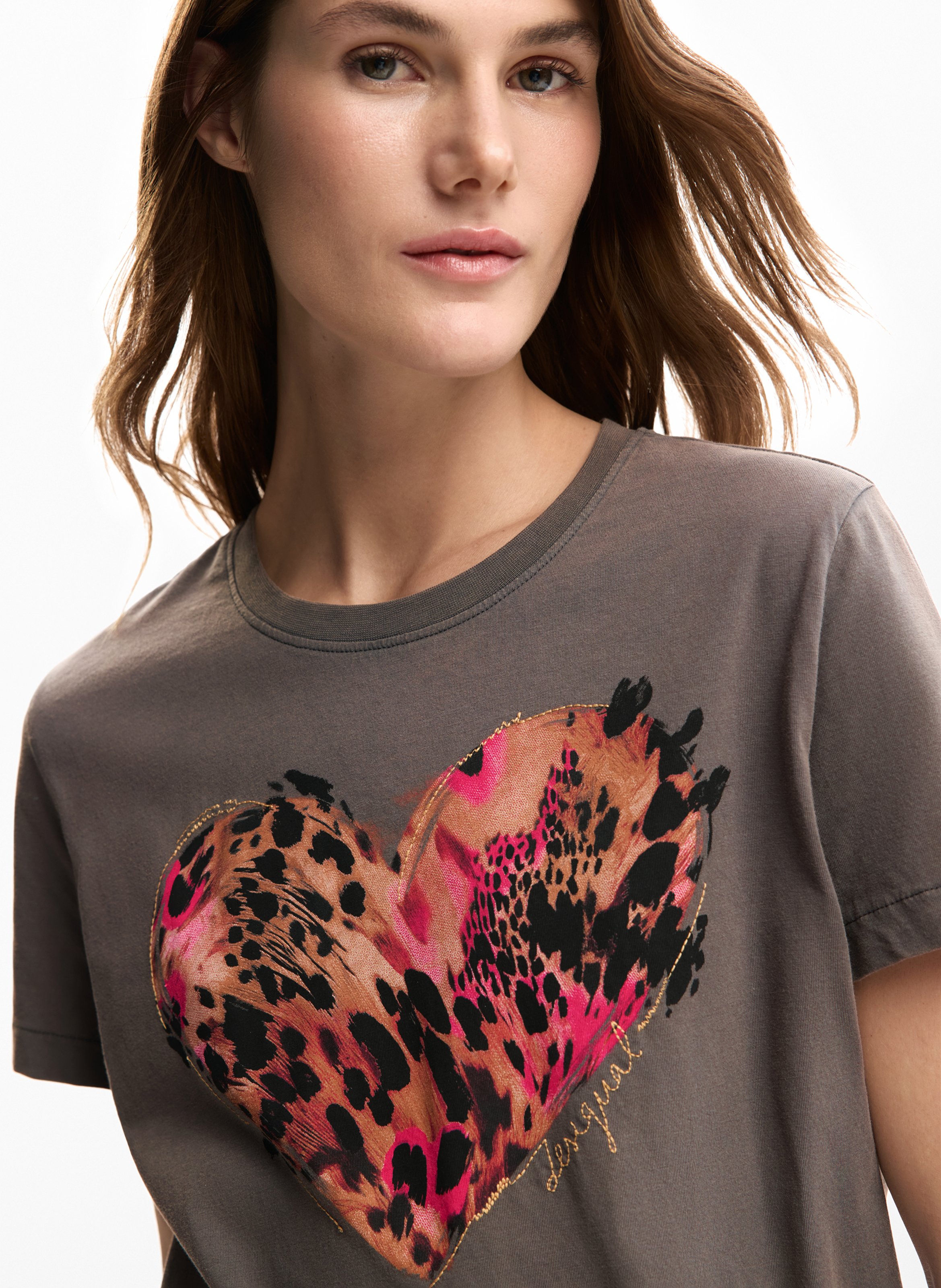 T-shirt met ronde hals van katoen DESIGUAL Zwart