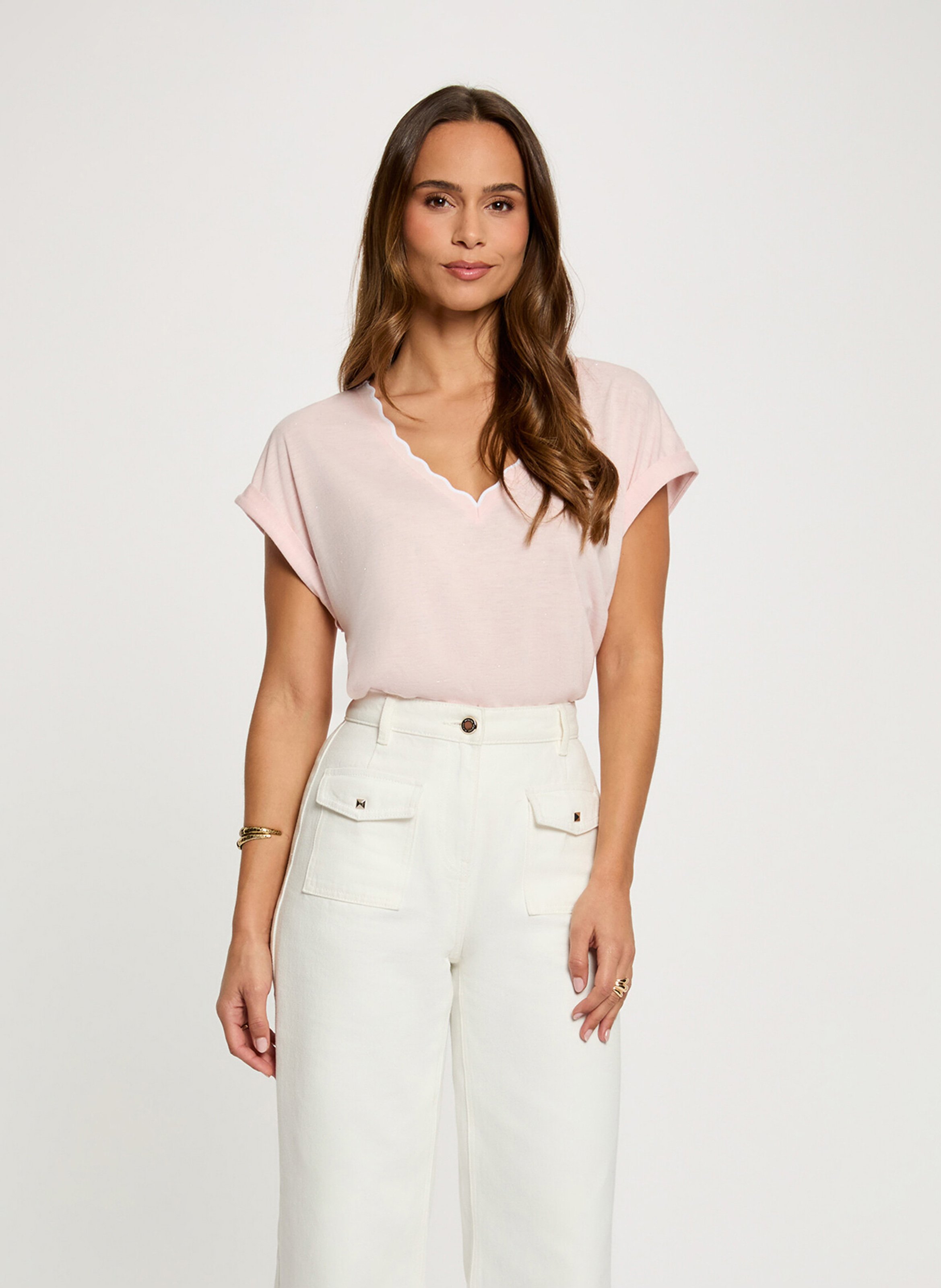 Herren T-Shirt mit V-Ausschnitt uni MORGAN