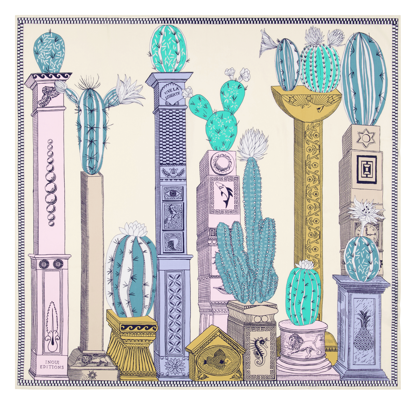 Foulard en coton mélangé imprimé INOUI EDITIONS Blanc