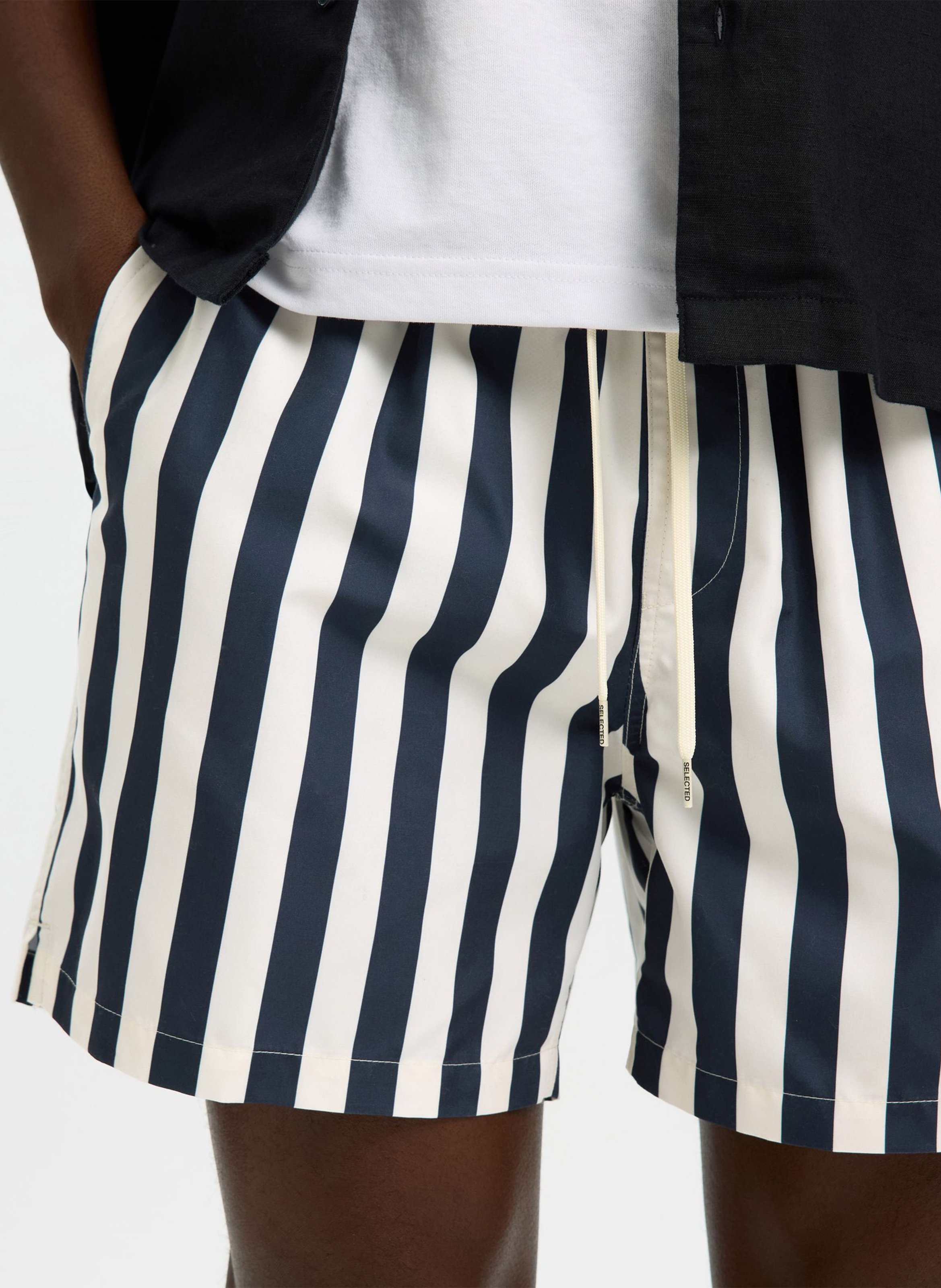 Short à rayures SELECTED Bleu