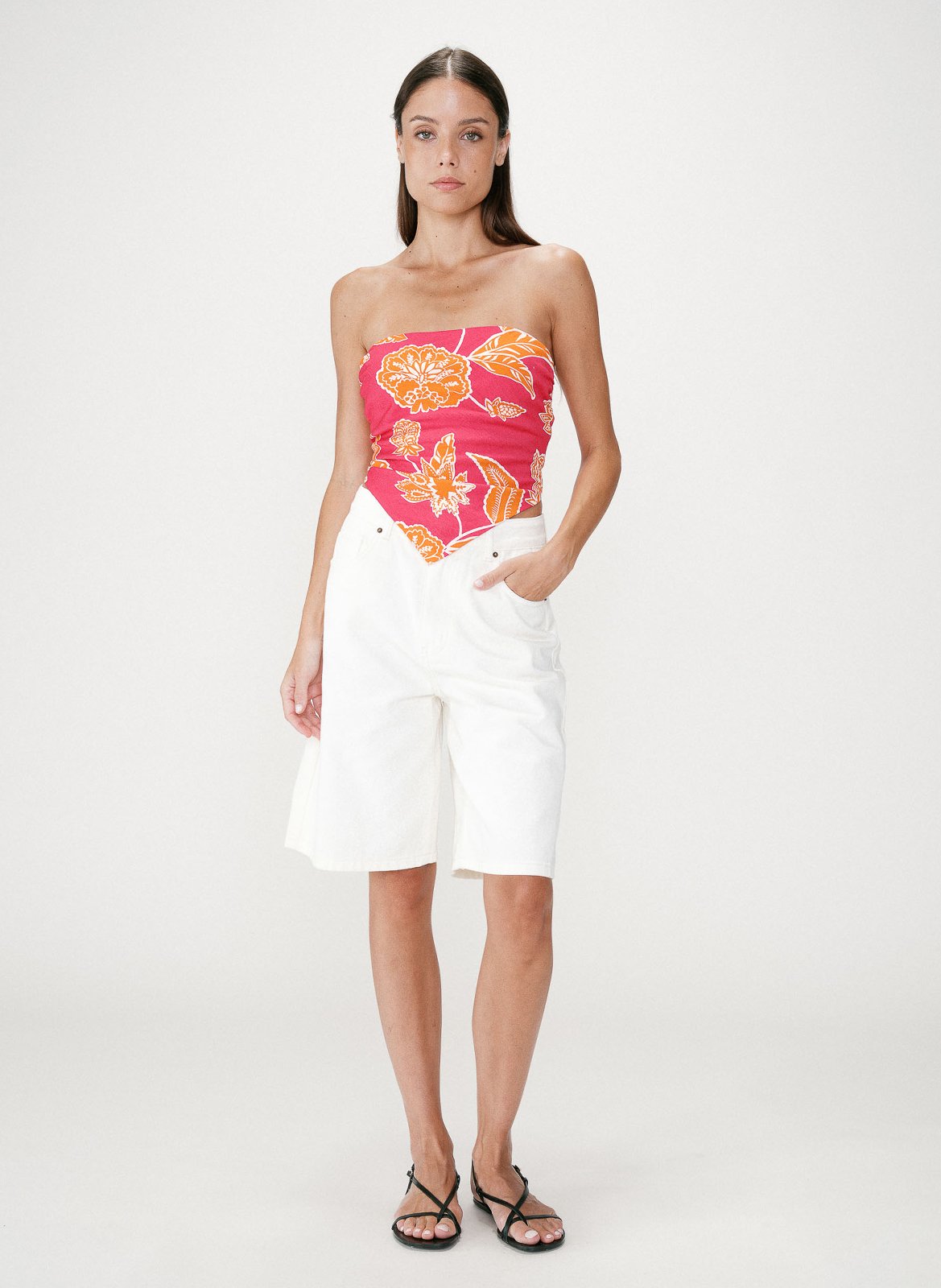Printed strapless top GRACE ET MILA Pink