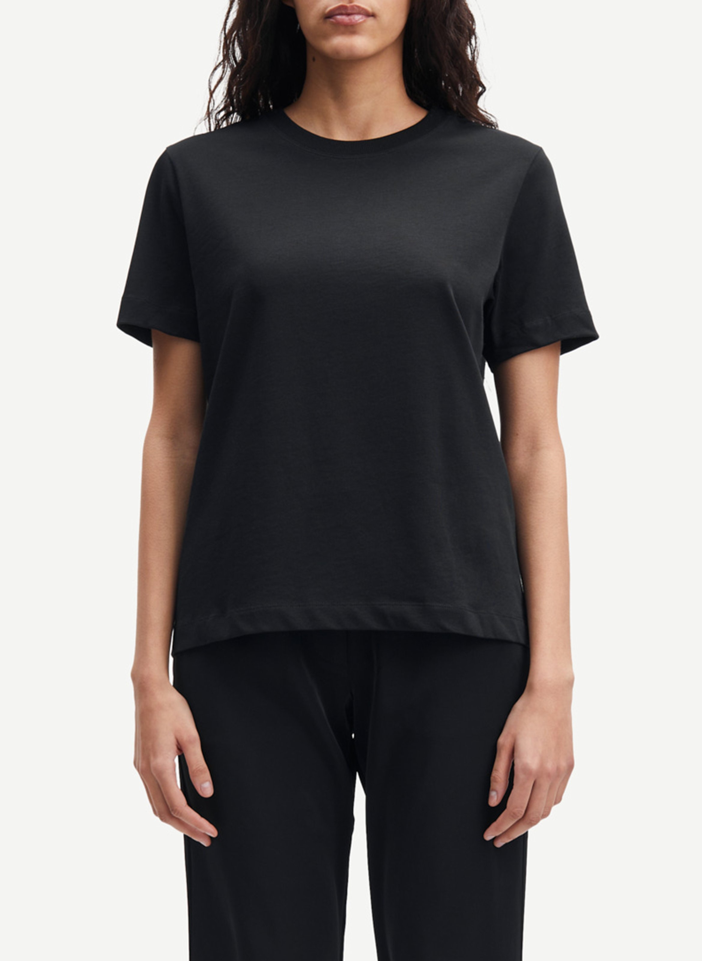 Straight-cut organic cotton T-shirt SAMSOE SAMSOE Black