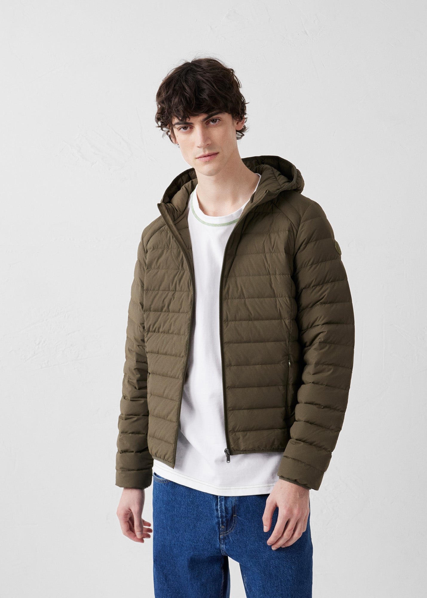Frantz lightweight stretch hooded down jacket JOTT Green