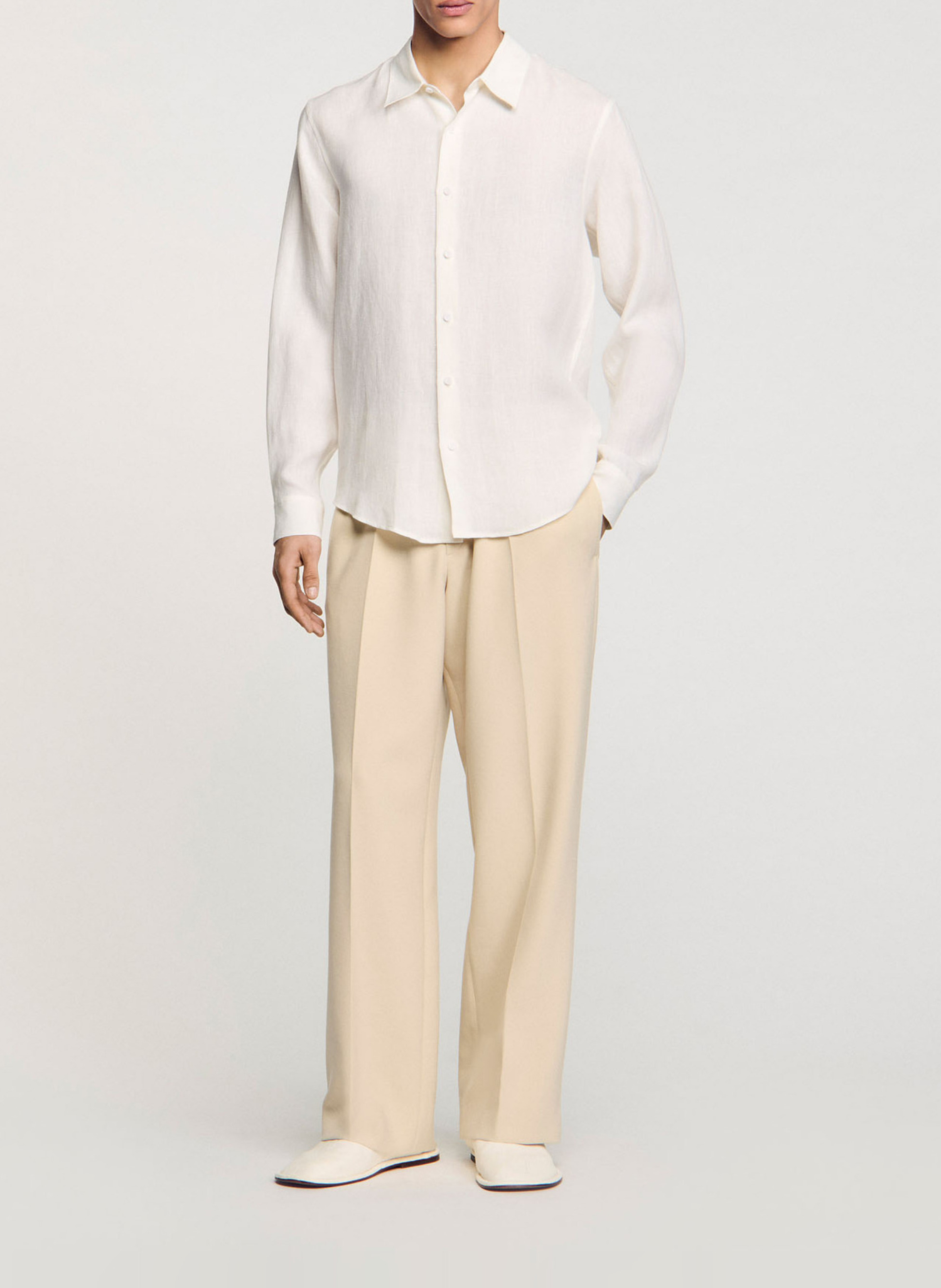 Straight-fit, linnen overhemd SANDRO Beige