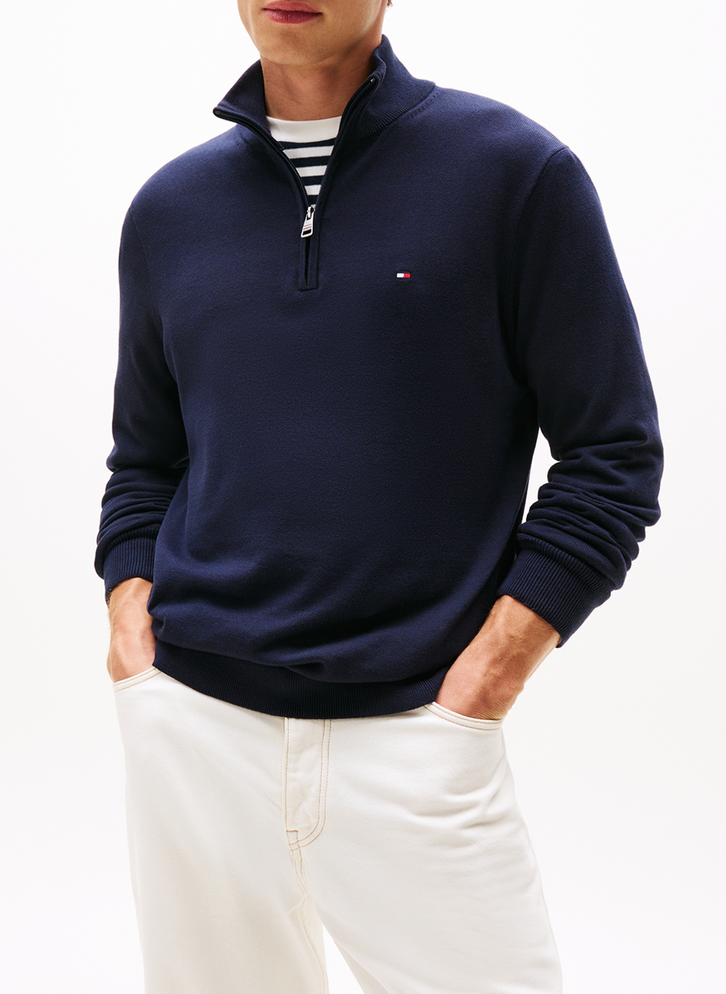 Gerade geschnittener Baumwollpullover TOMMY HILFIGER Blau