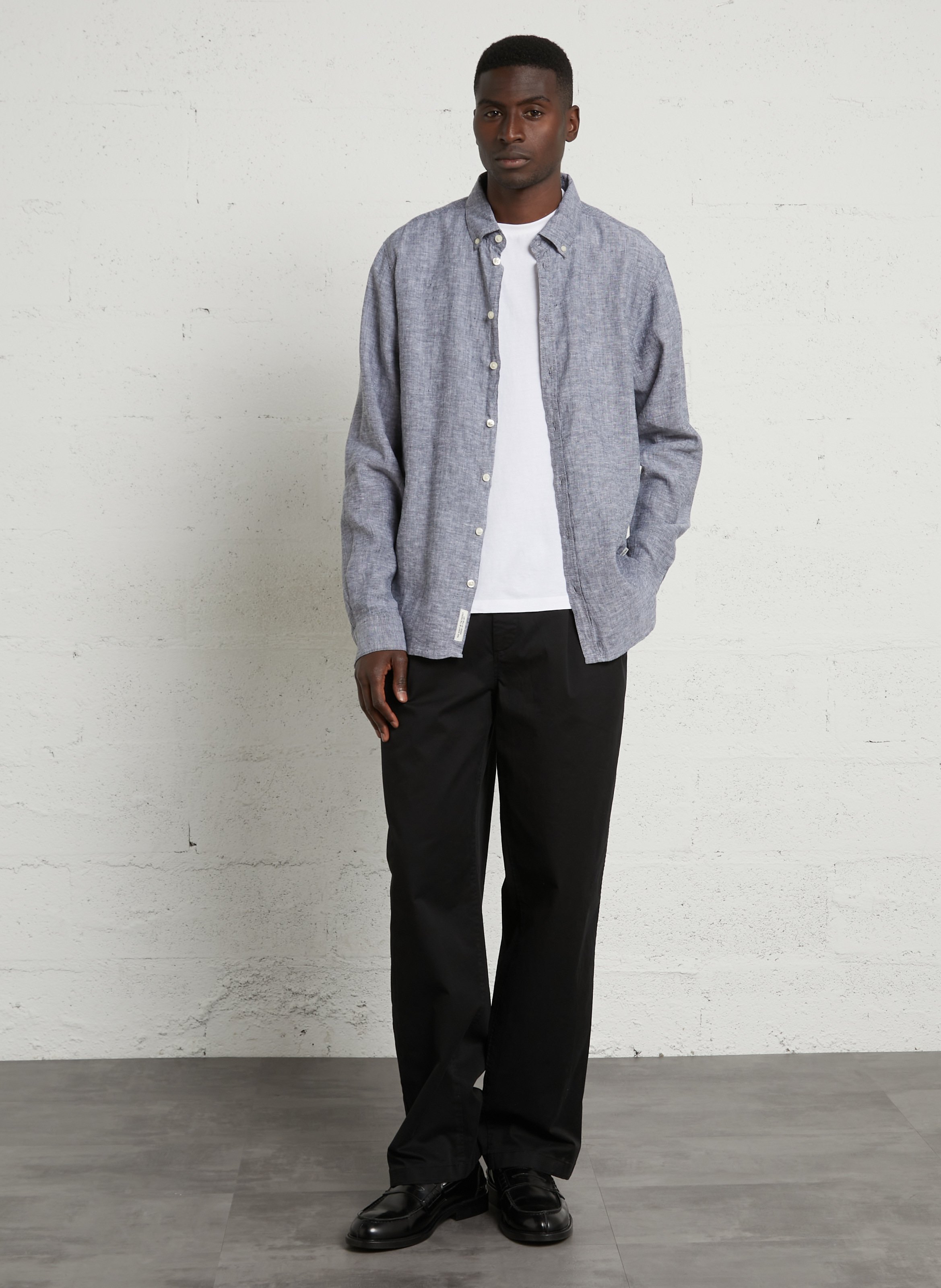 Chemise col classique en lin mélangé CASUAL FRIDAY Bleu