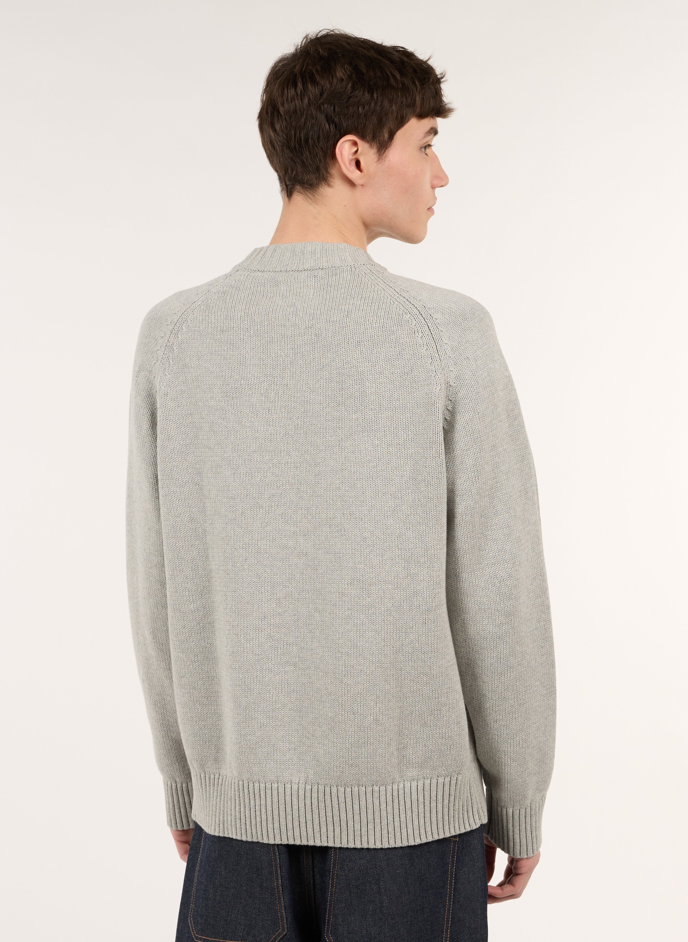 Pull droit col rond en coton SAISON 1865 Gris